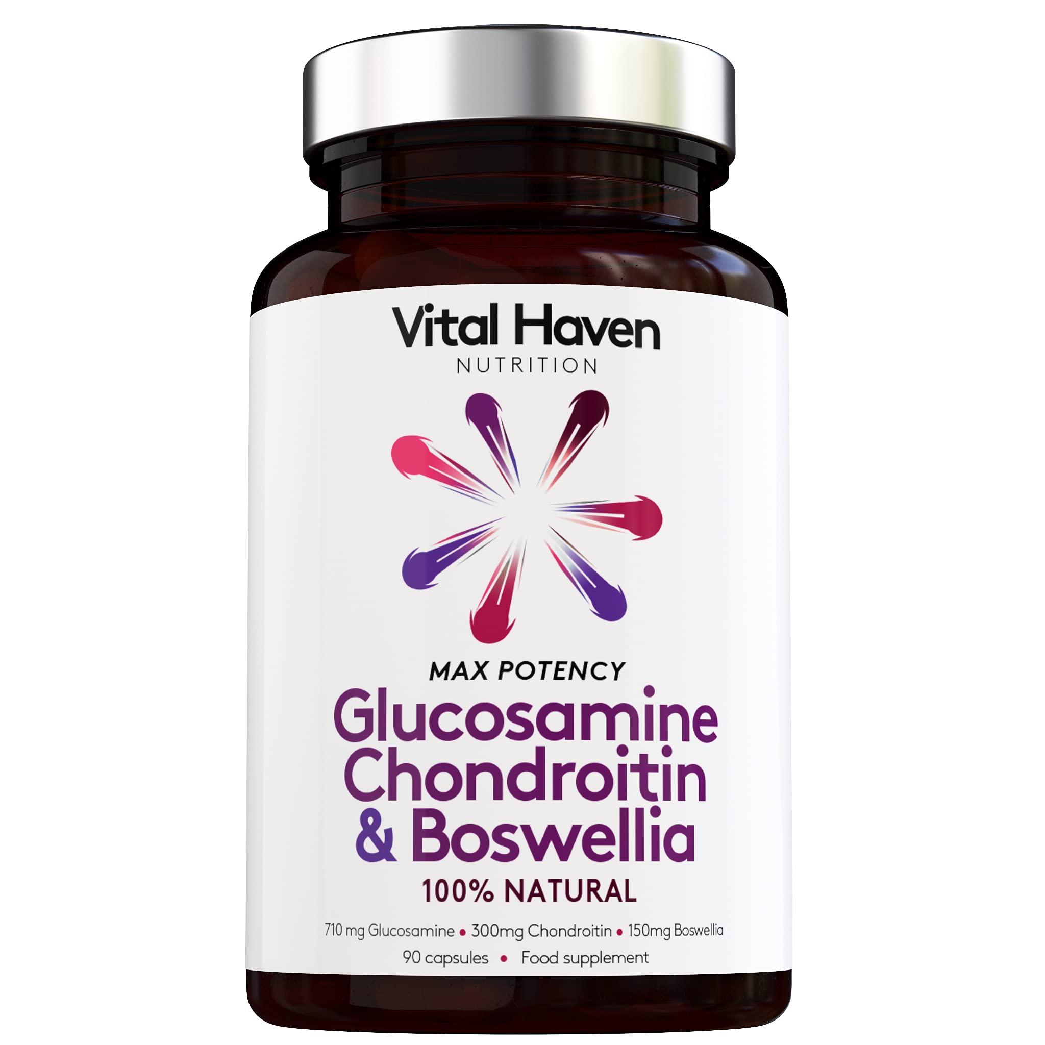 100% Natural - Triple Action Mobility Formula - Glucosamine + Chondroitin + Boswellia - Max Potency - Premium Ingredients - Made in The UK by Vital Haven