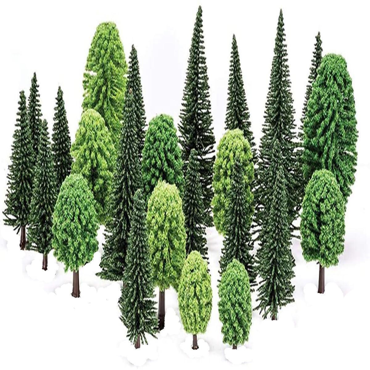 ANCLLO 30 Pieces Model Trees 4.5-13 cm Mixed Architecture Sand Table Model Trees for DIY Scenery Landscape, Natural Green