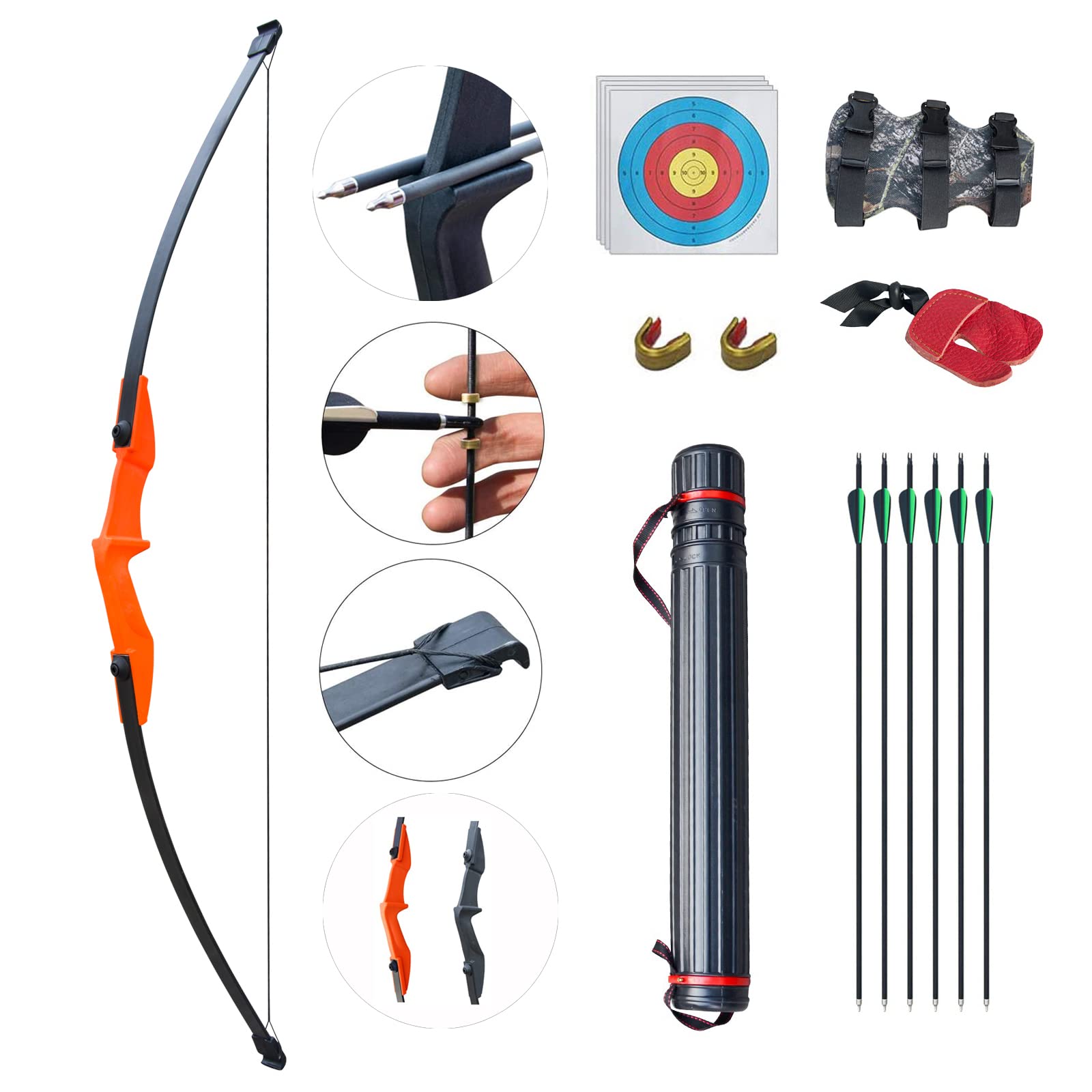 D Q Bow and Arrow archery set Straight Bow Archery Set Shooting Practice Durable Easy to Use archery bows for Adult Beginner Outdoor Play Gift