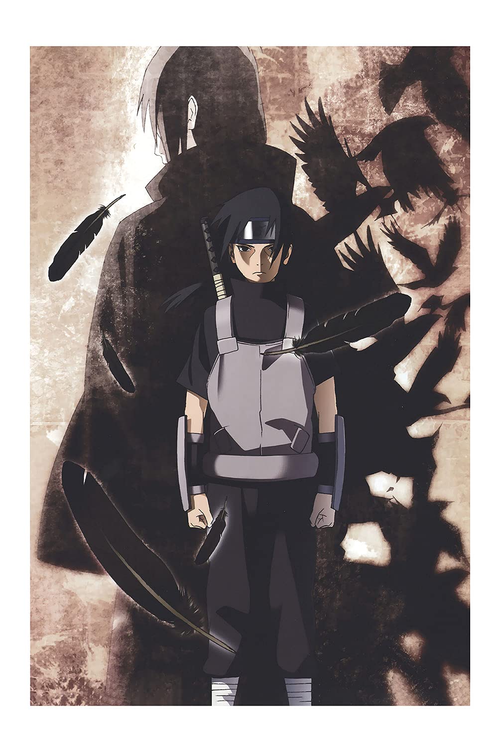 NARUTO Uchiha Itachi Poster Japan Manga Anime Decorative Painting Canvas Wall Art Bedroom Study Living Room Posters Gifts,16x24 inch No Frame