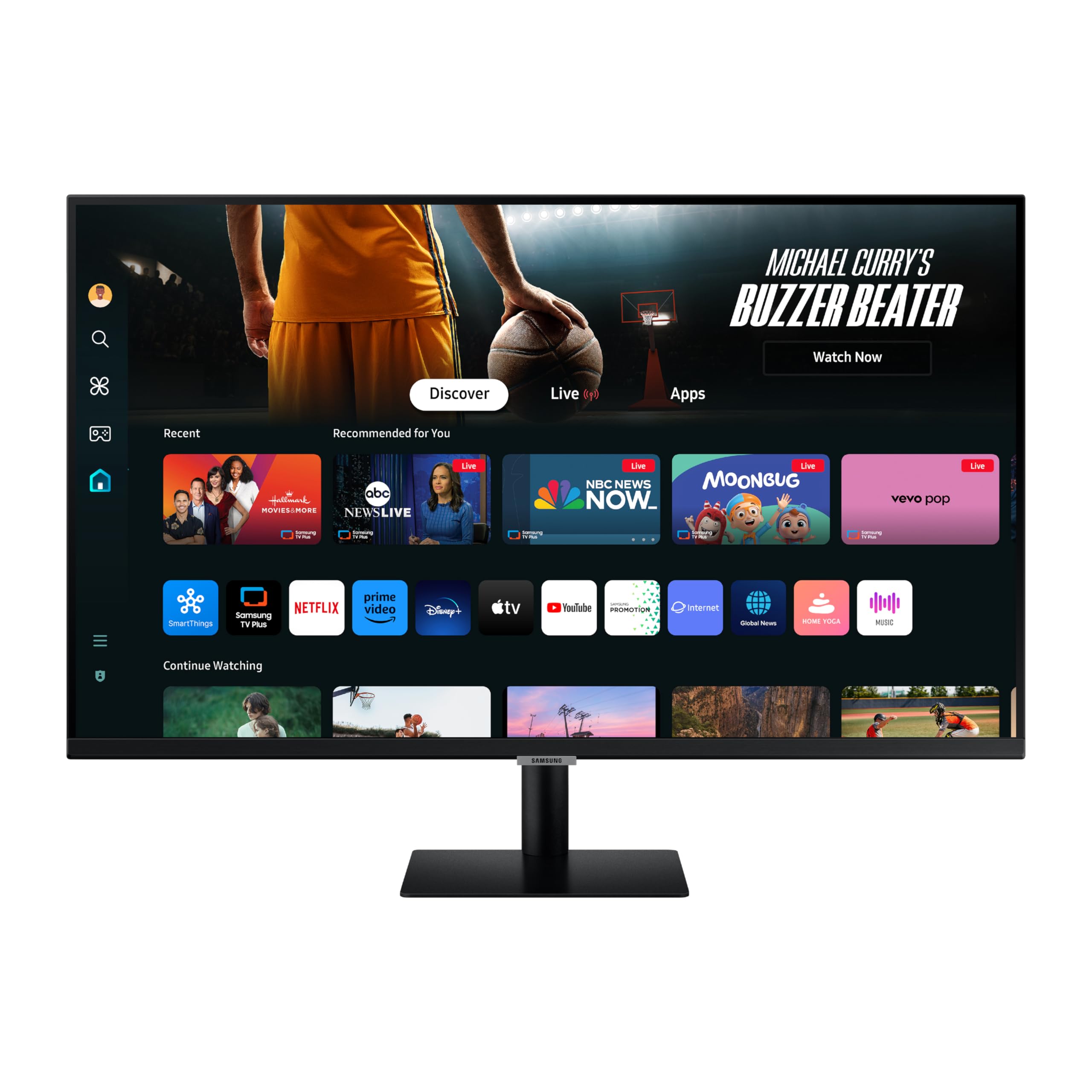 SAMSUNG32-Inch M7 (M70D) Series 4K UHD Smart Monitor with Streaming TV, Speakers, HDR10, USB-C, Multiple Ports, Gaming Hub, SolarCell Remote, Vision Accessibility Tools, LS32DM702UNXGO, 2024, Black