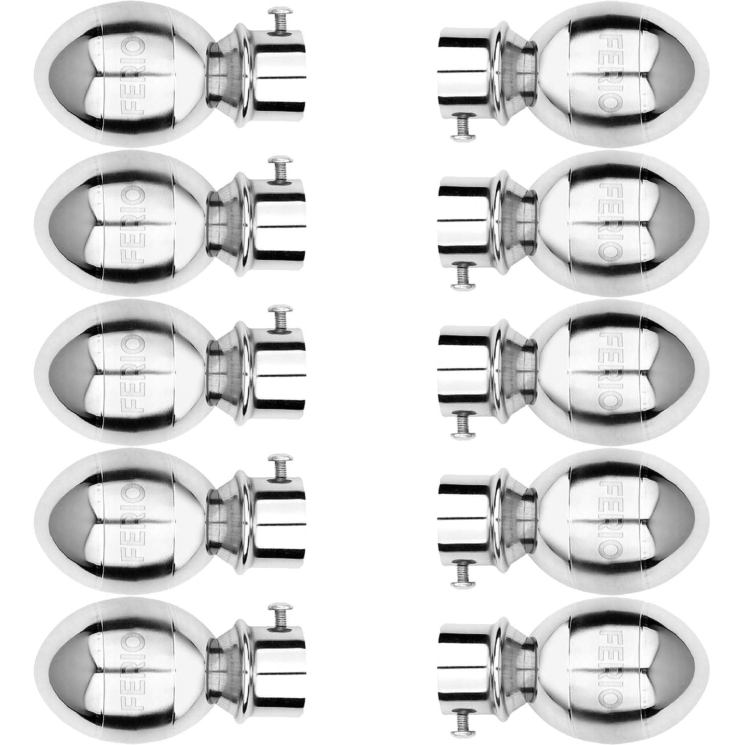 Ferio Stainless Steel Curtain Bracket Knob For Door and Window Fitting Accessories For Bathroom And Kitchen For 1 Inch Rod Pocket No Support Only Finals Set (Pack Of 10)