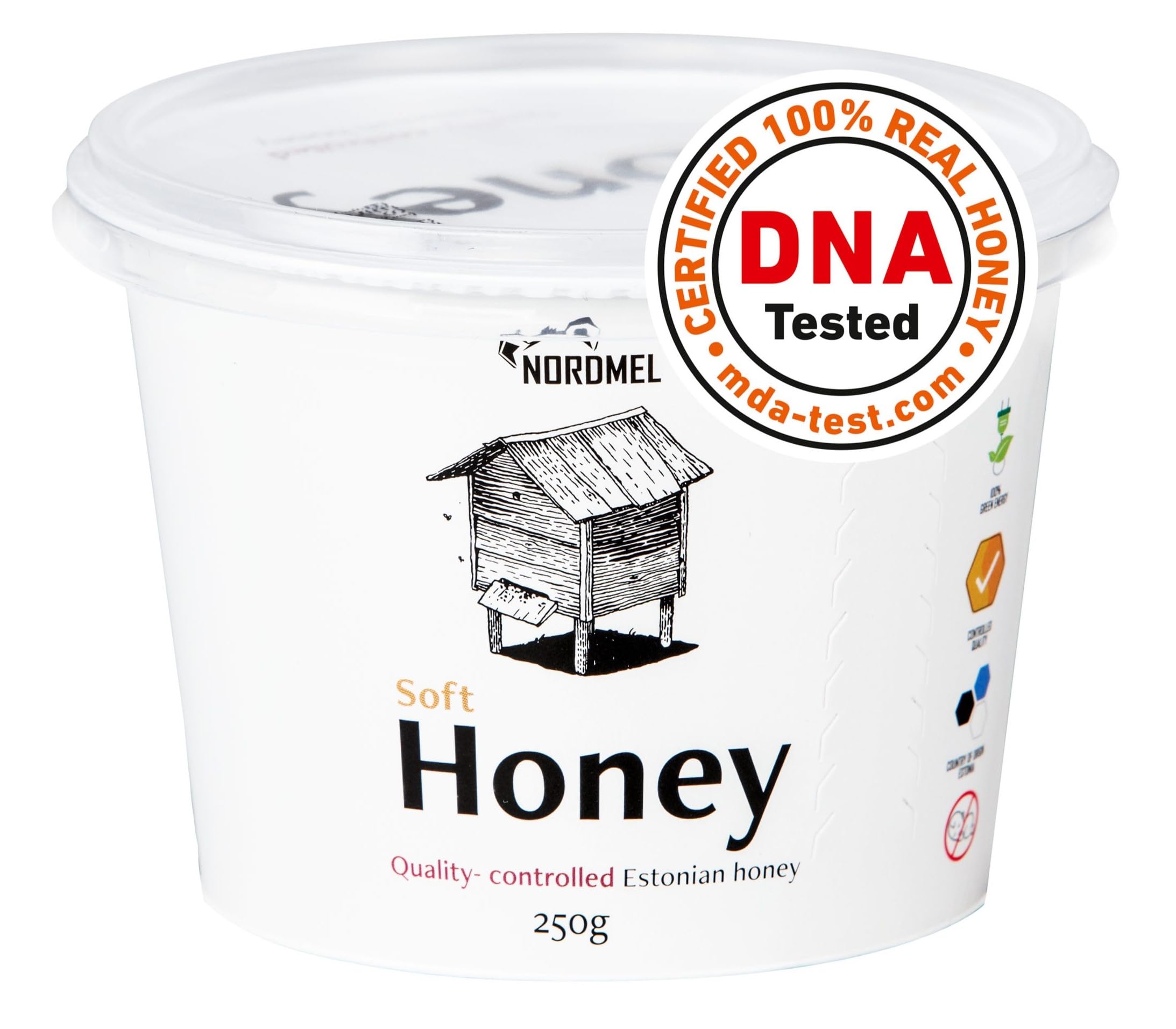 NordmelPure Natural Soft Honey 2 KG (8 * 250 gram Cups) - Unpasteurised, Unfiltered, Crystallized, Natural Honey