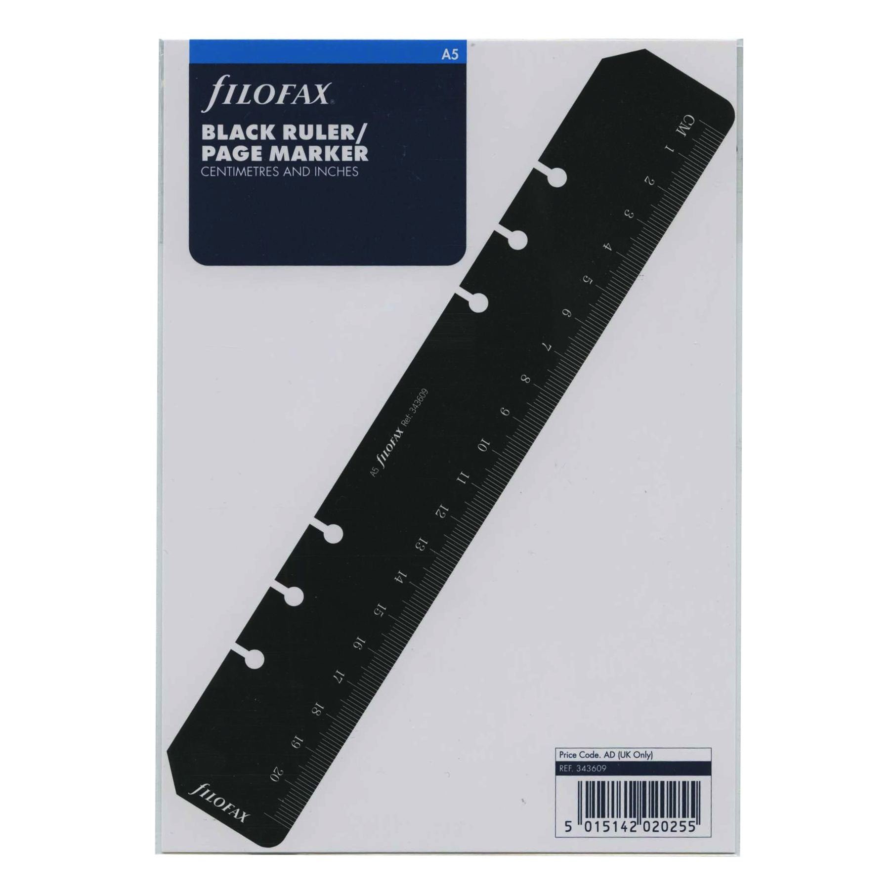 Filofax A5 Ruler page marker black refill