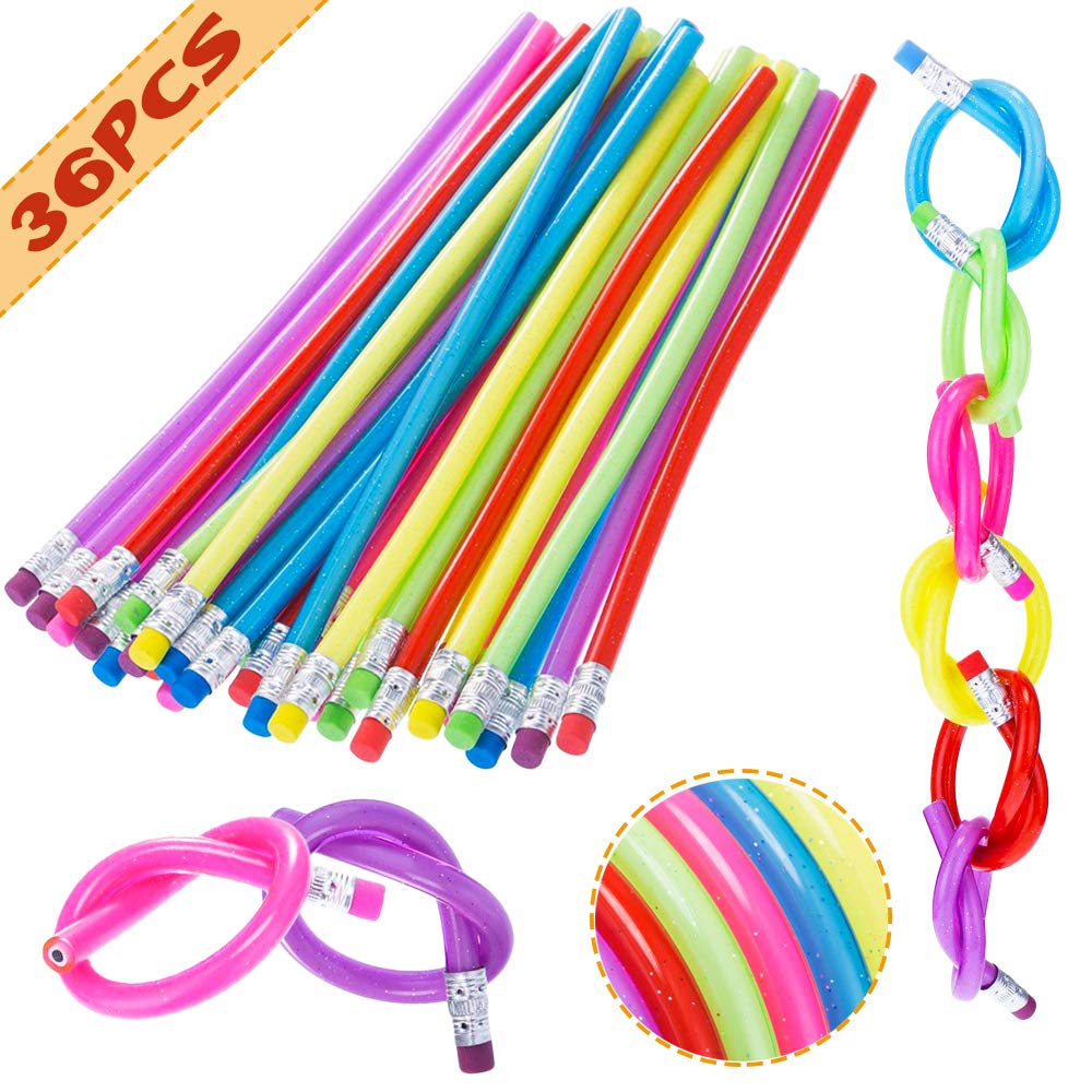 36 Pcs Flexible Bendy Pencils Bendable Pencil,Fun and Functional 7 Inch Long Bendable Writing Pencils for Classroom Gifts,Goodie Bag Fillers,Back to School Supplies