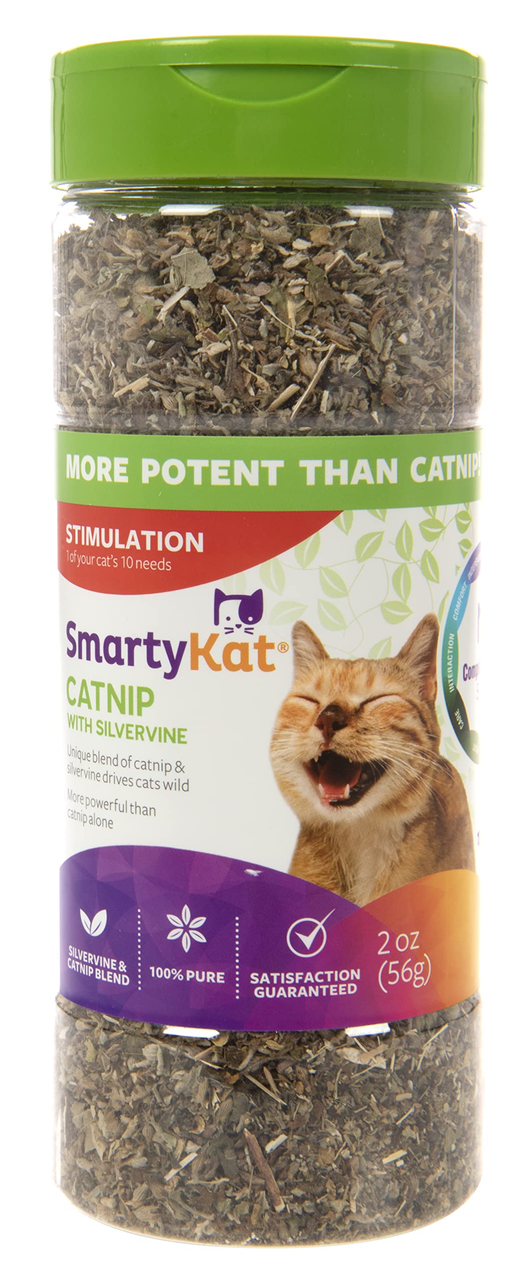 SmartyKat Catnip & Silvervine Blend for Cats & Kittens, Shaker Canister - 2 Ounces