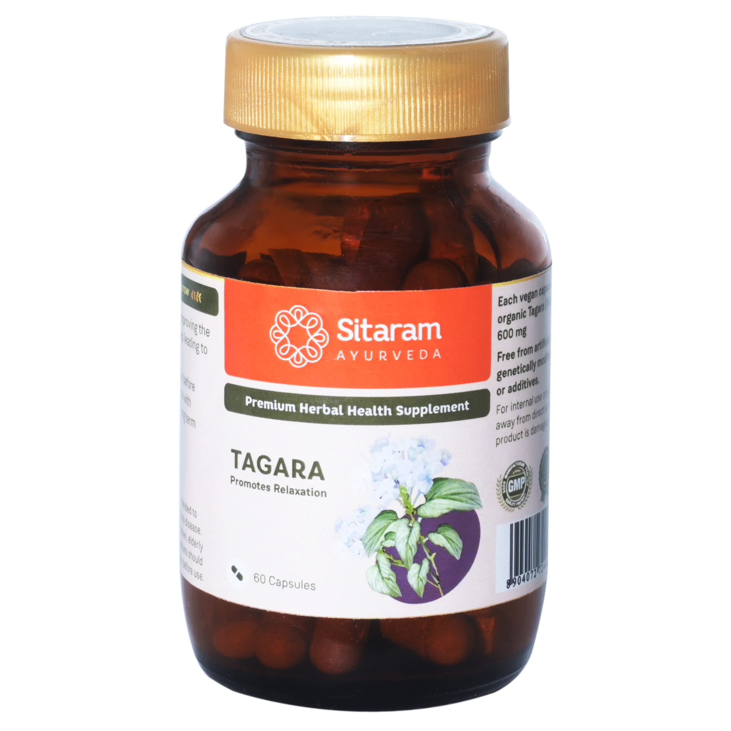 Sitaram Ayurveda Tagara Capsules 60 Nos | More Potent 600 MG Extract | Ayurvedic Tagara | Promotes Relaxation | Stress Relief | Sleep wellness.