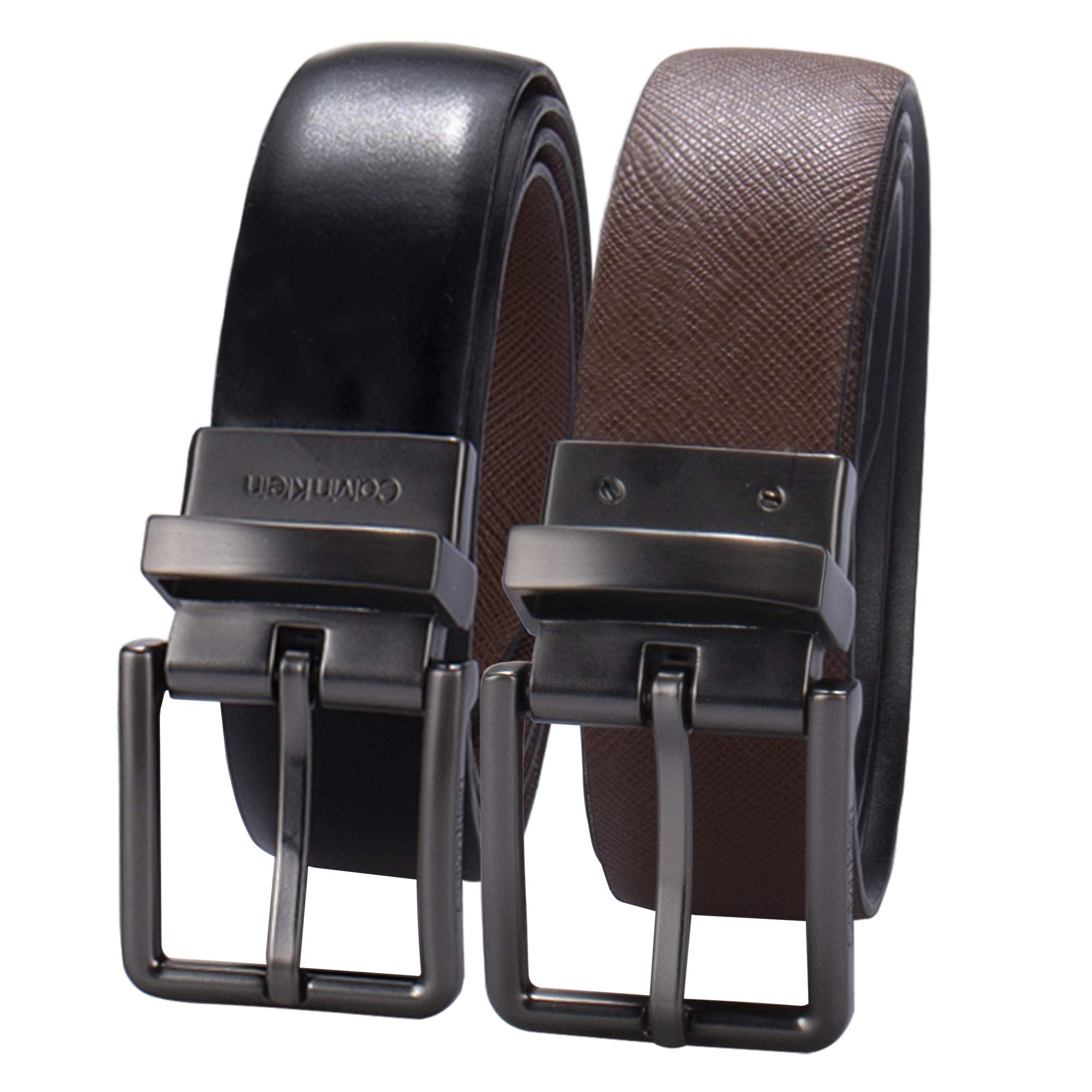 Calvin KleinMen's Two-in-One Reversible Rotative Buckle Casual Dress Belt