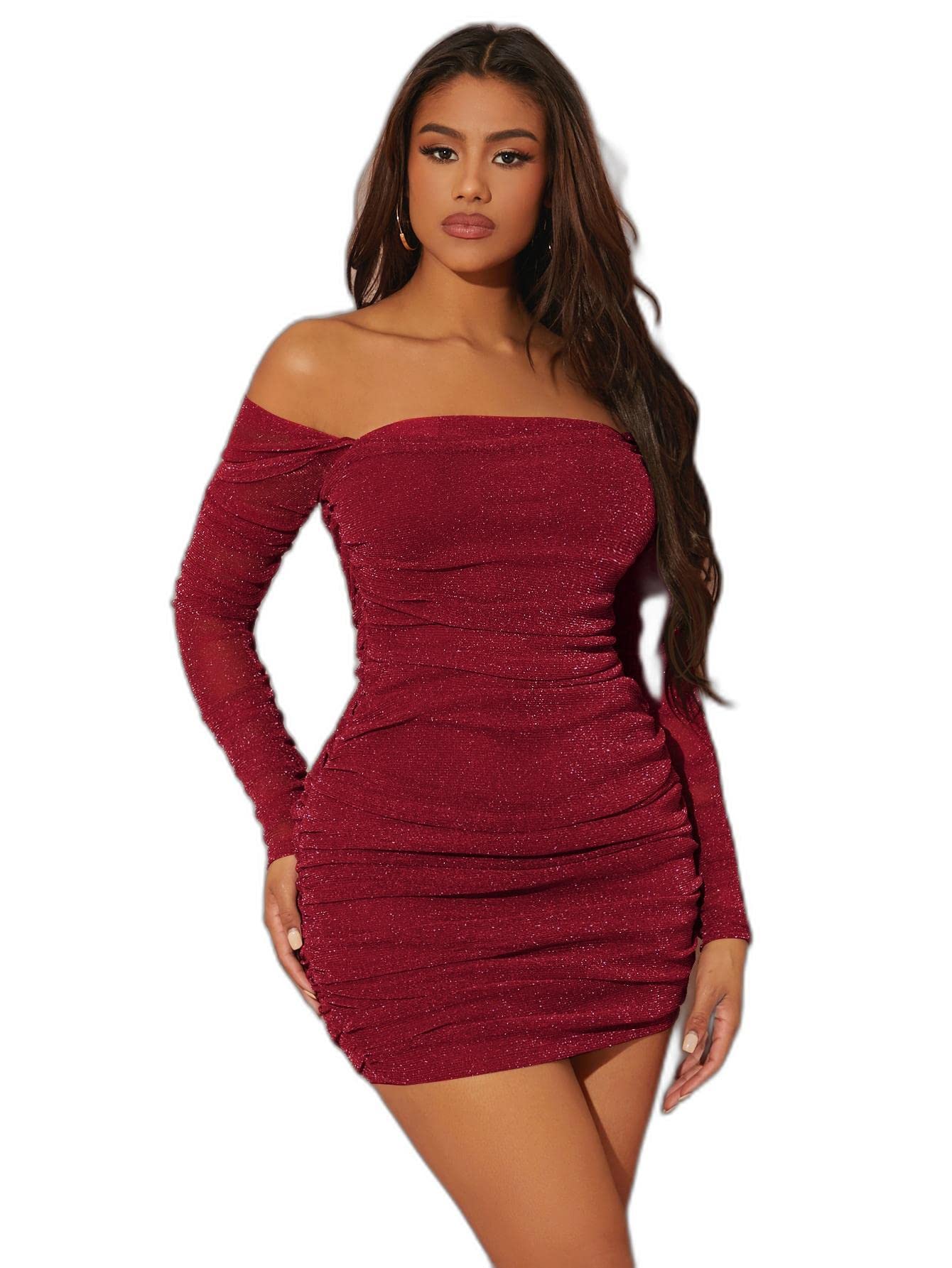 GenericSHEIN SXY Off The Shoulder Glitter Bodycon Dress