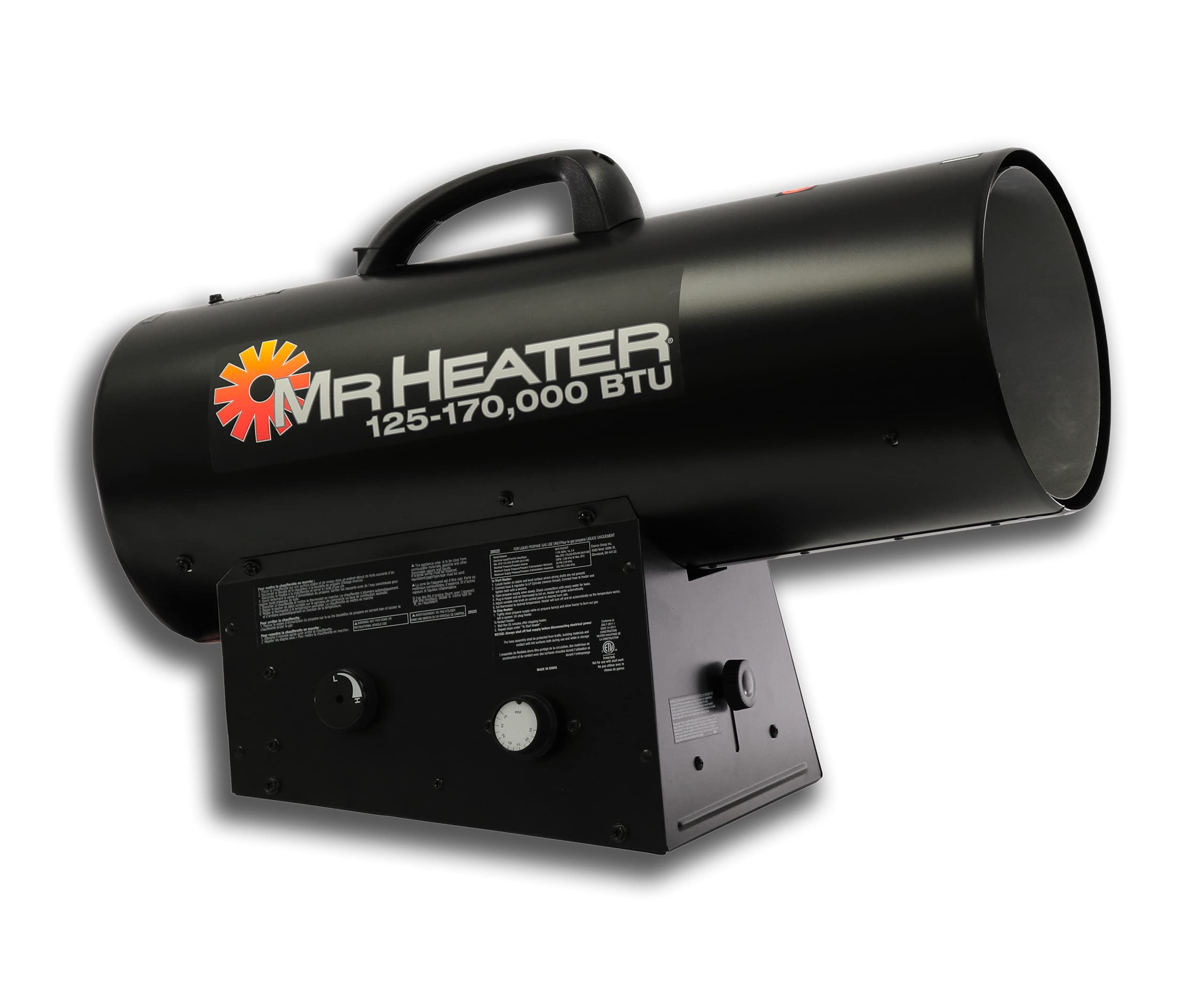 Mr. Heater MH170QFAVT 170,000 BTU Portable Propane Forced Air Heater with Quiet Burner Technology - Heavy Duty Outdoor & Job Site Heater