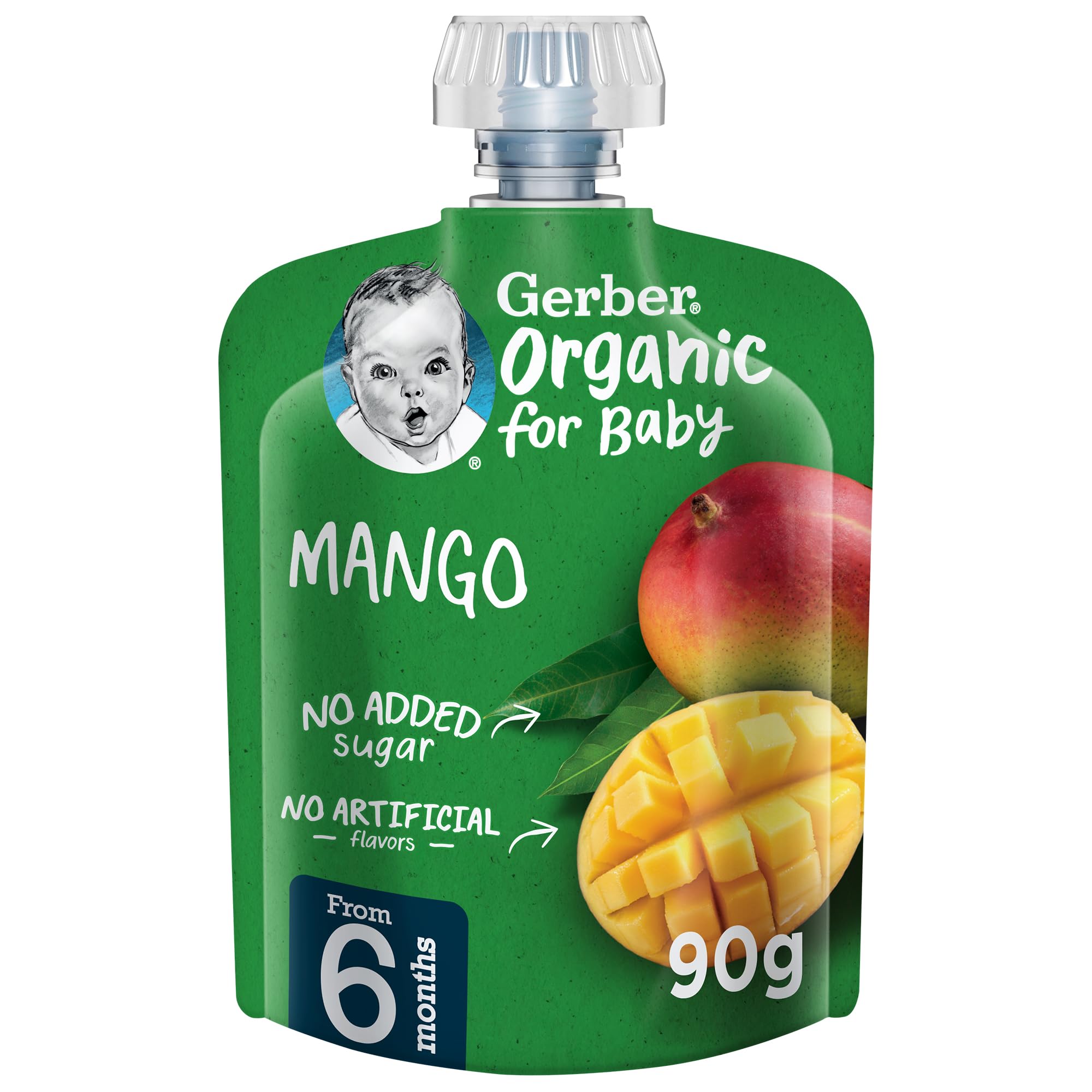 Gerber Organic Puree, Mango, Baby Food, From 6 Months, Pouch, 90g