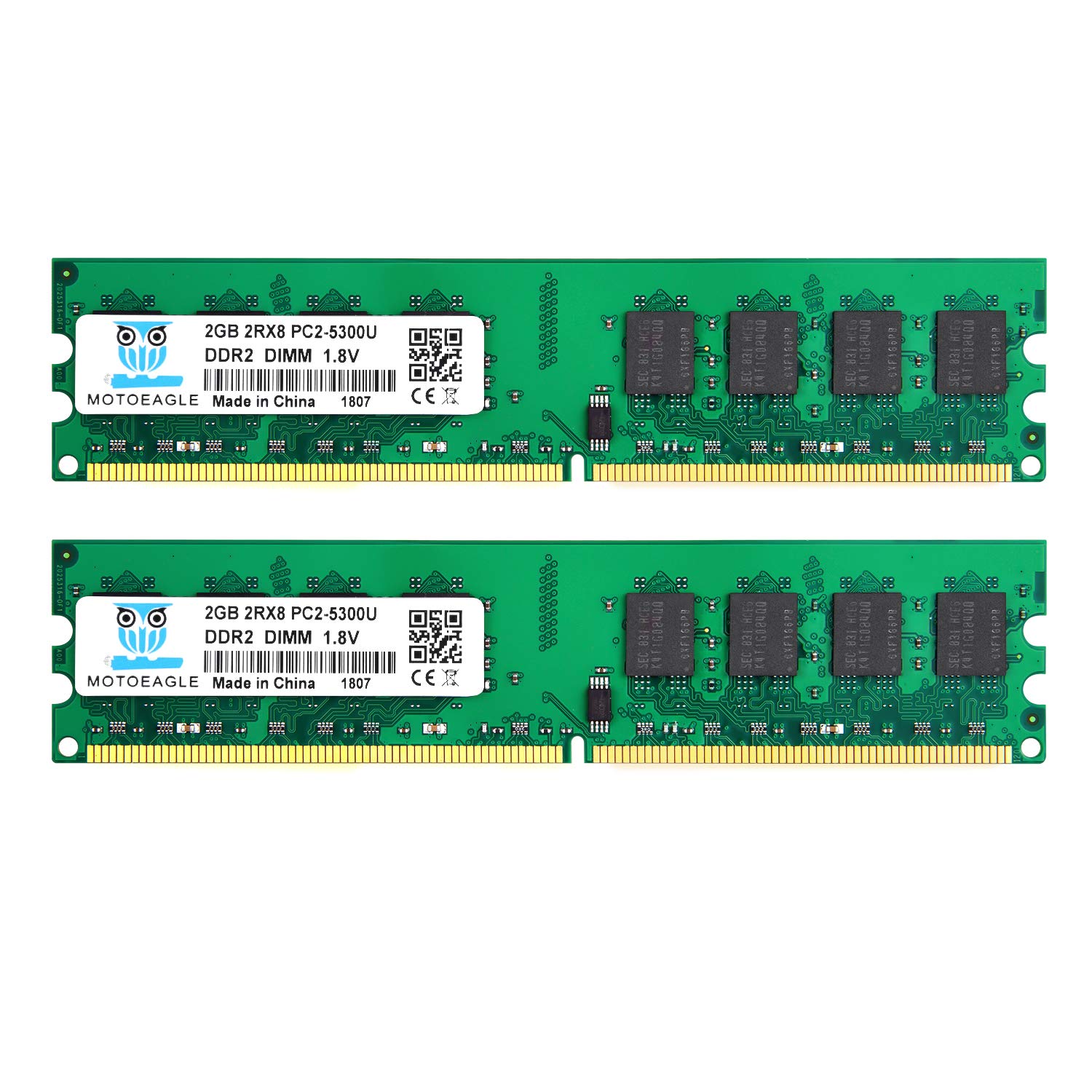 Motoeagle PC2-5300U 4GB Kit (2GBX2) DDR2 667MHz Udimm RAM 2Rx8 PC2 5300 1.8V Unbuffered Desktop Memory Modules