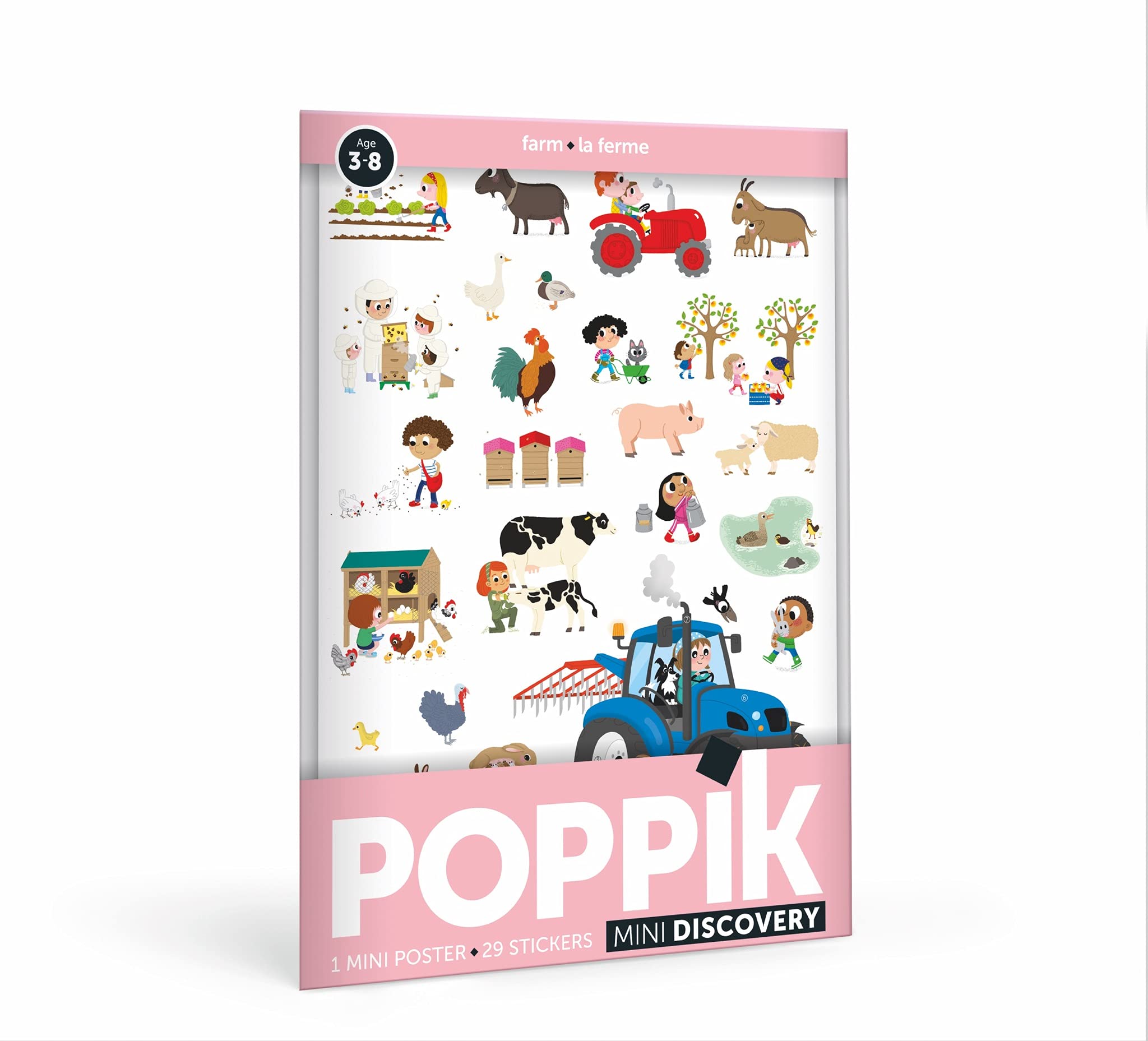 Poppik MIN004 Mini Discovery Sticker Farm-for Ages 3 and Above. Fun, Educational Poster Kit for Kids