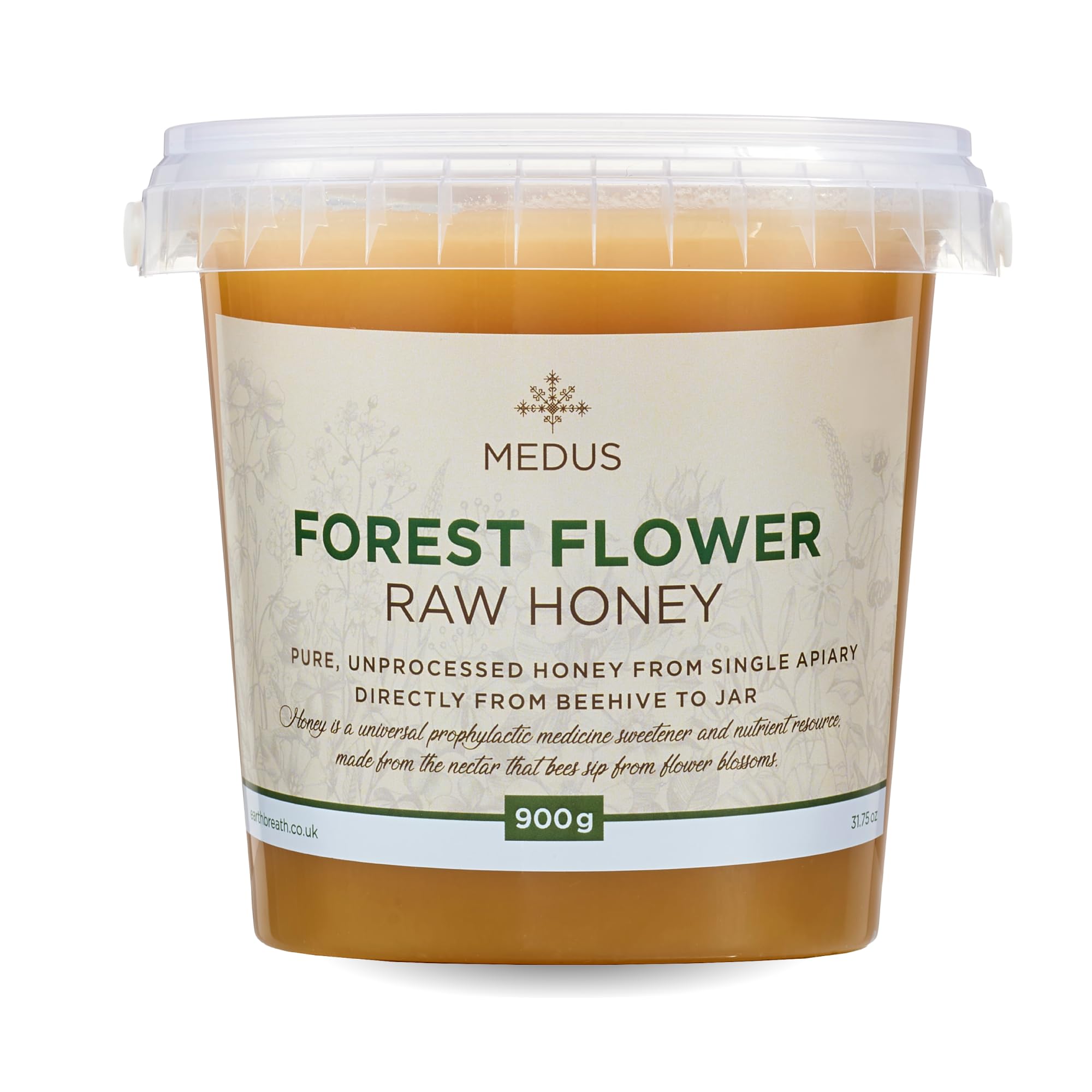 Earthbreath Forest Flower Raw Honey 900g - Pure, Dark, Unpasteurised, Unfiltered and Natural Honey - Natural Sweetener for Cooking, Tea, Coffee, Milk, Juice, Hot & Cold Drinks