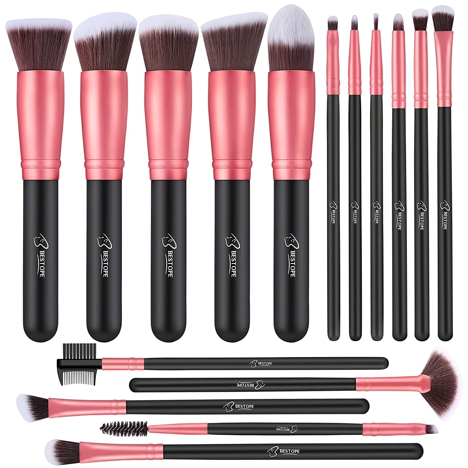 BESTOPE PRO Makeup Brushes 16 Pcs Makeup Brush Set, Blending Brush for Foundation, Premium Synthetic Powder Concealers Makeup Brushes for Eyes and Face, Eye Shadows Brushes, Eyeliner Make Up Brushes