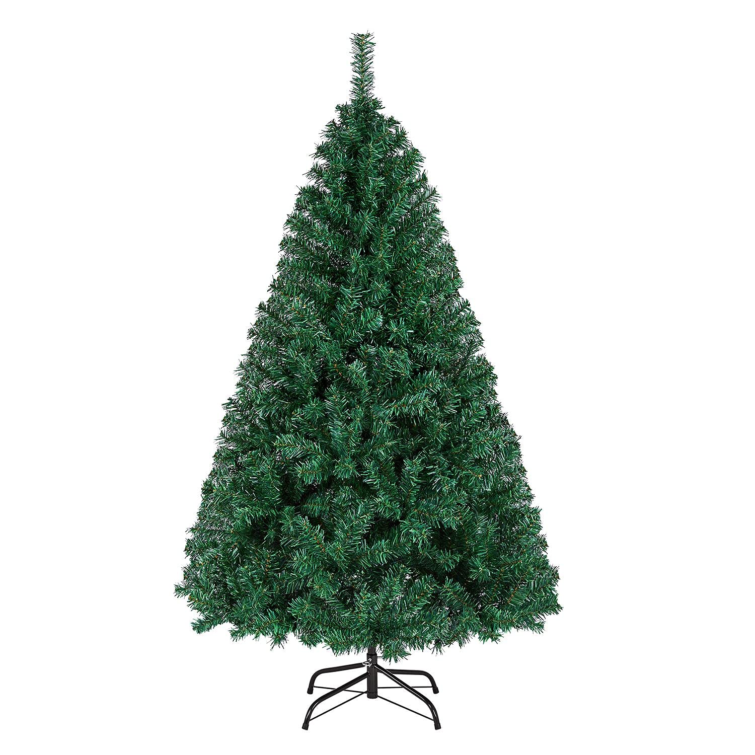 Yaheetech 5ft/150cm Artificial Christmas Tree Hinged Spruce Holiday Decorated Tree with 718 Tips Xmas Tree Foldable Stand Green