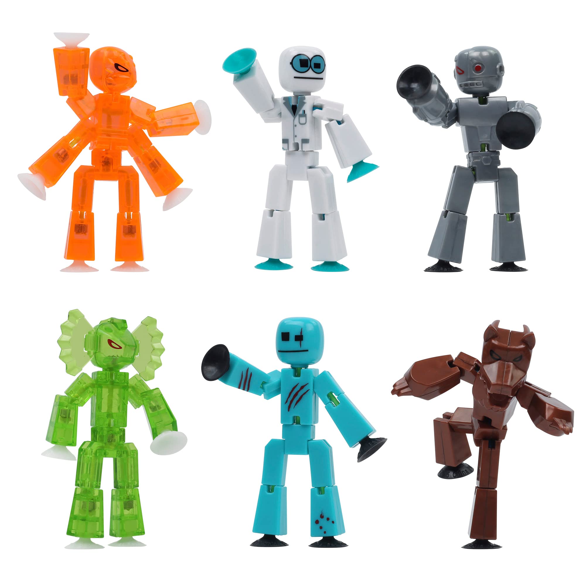 Zing Stikbot Monster Werewolf & Cyborg Pack, Set of 6 Stikbot Collectable Monster Action Figures, Stop Motion Animation, Great for Kids Ages 4 and Up