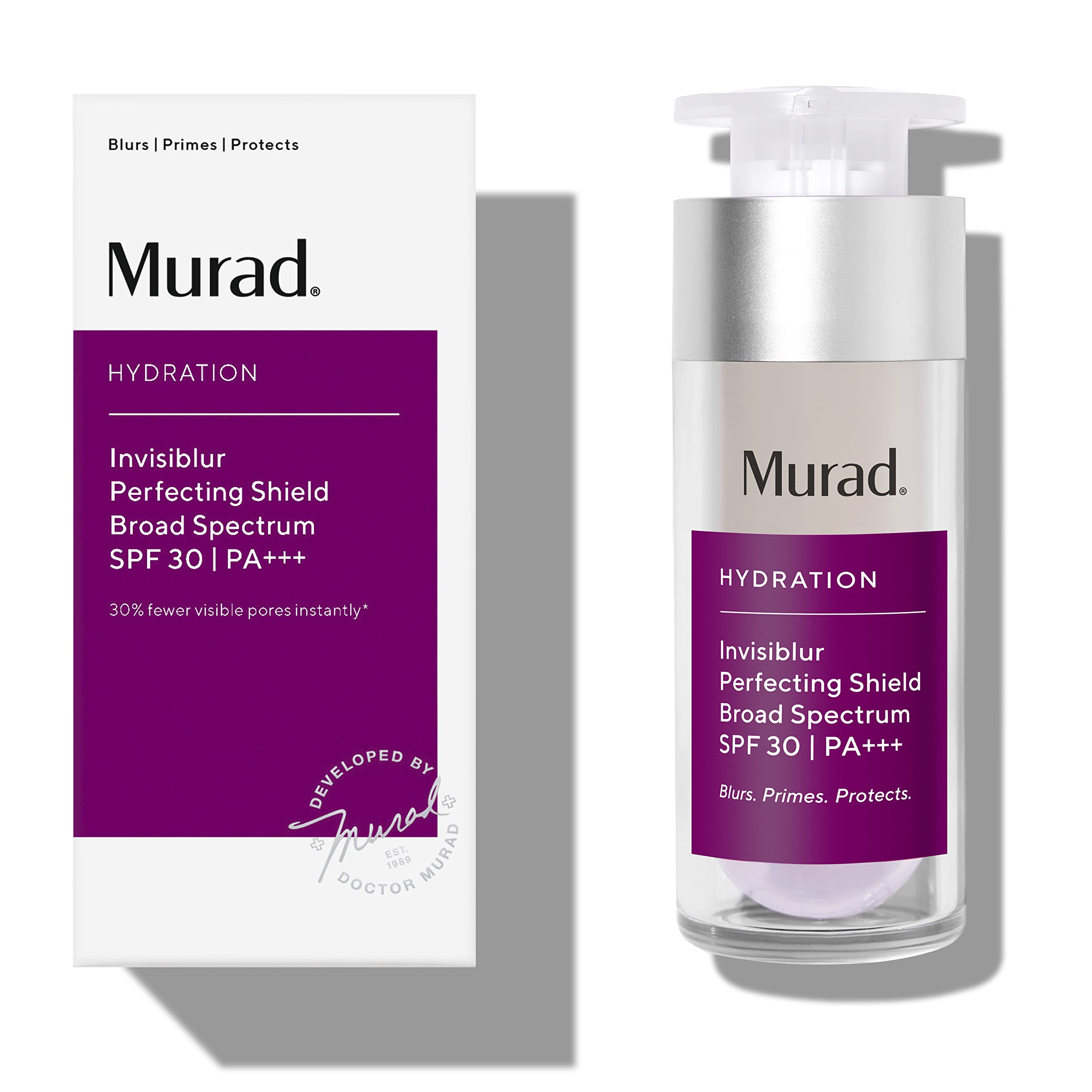 Murad Invisiblur Perfecting Shield SPF 30 - Hydration Skin Primer for Face - Blurs, Primes and Protects for Long Lasting Makeup Wear - SPF 30 Skin Treatment Backed by Science, 1.0 Oz