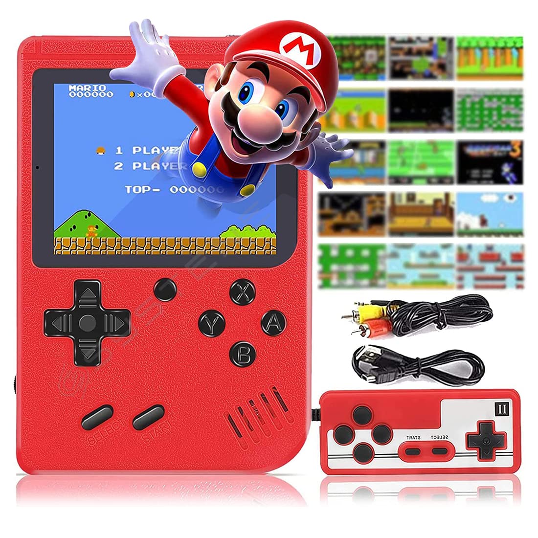 Systene SUP 400 in 1 Retro Game Box Console Handheld Game PAD Gamebox with TV Output 8 GB with Mario, and Other 400 Games, DR Mario, Turtles, Super Mario, Contra Mix Colours