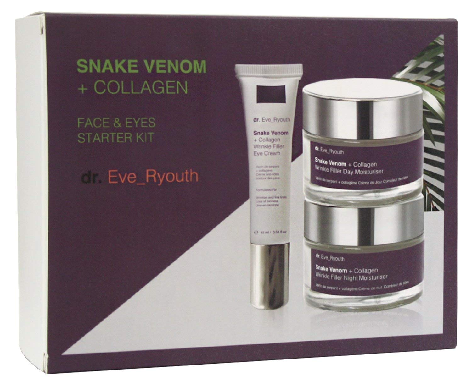 DR. EVE_RYOUTH Anti Wrinkle Face Cream Snake Venom Wrinkle Fill Moisturizer Wrinkle Filler Starter Kit Pack of three, with Eye, Day and Night Wrinkle Cream, Ideal for Wrinkle Decrease