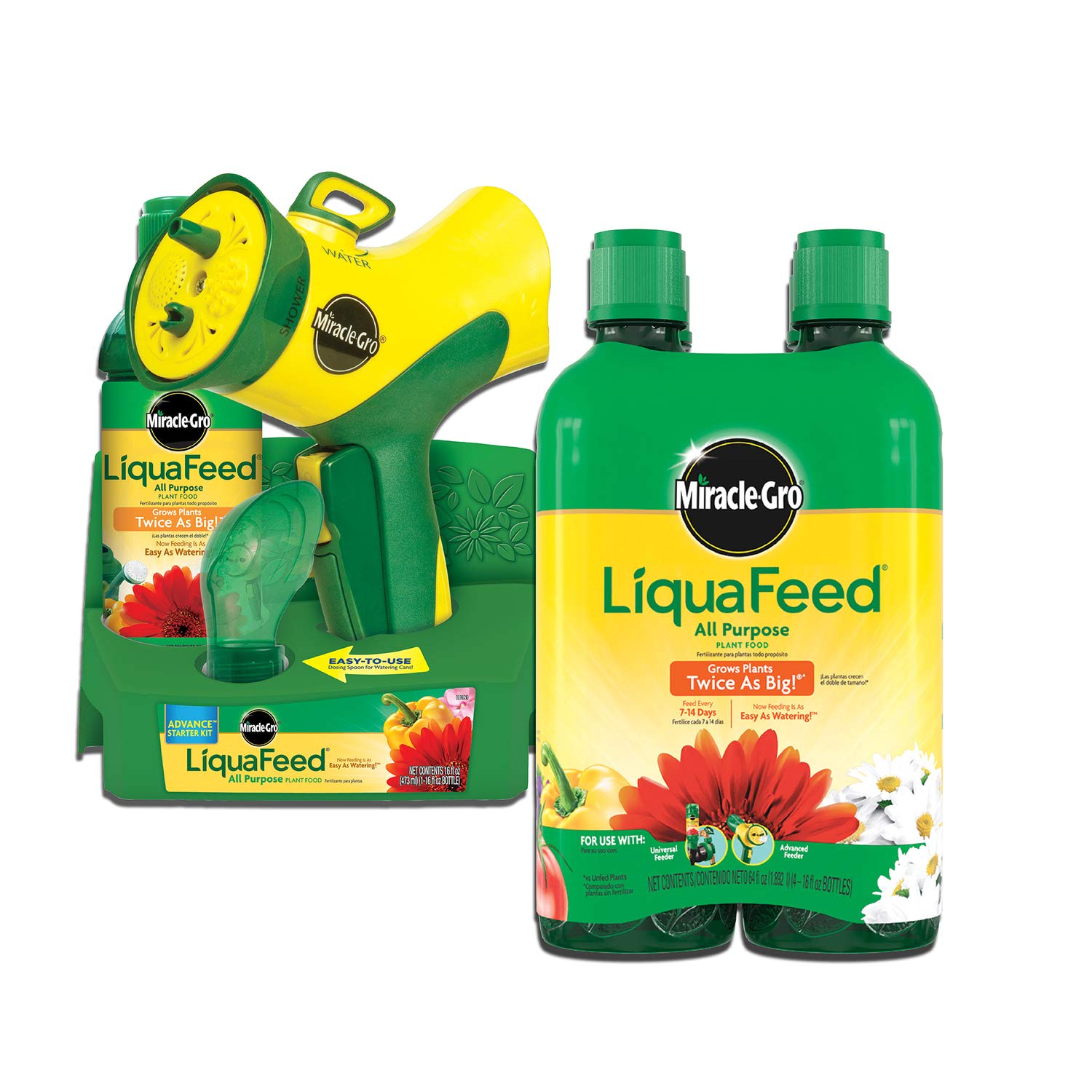 Miracle-Gro LiquaFeed All Purpose Plant Food Advance Starter Kit and Refills Bundle: One Feeder and Five Bottles