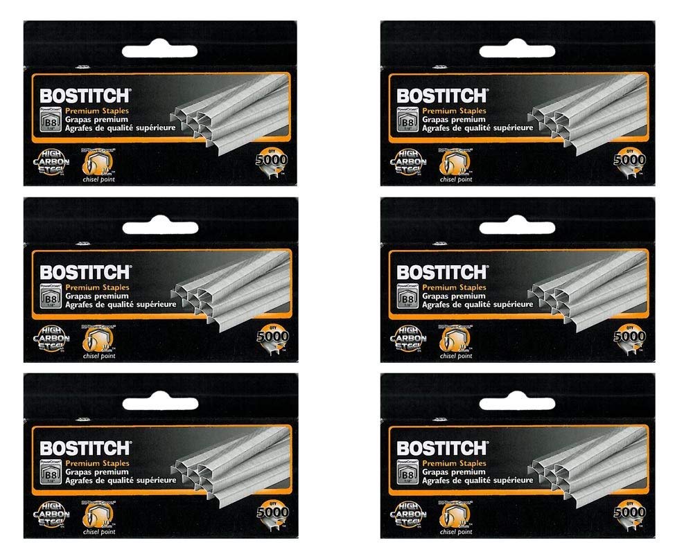 Value Pack of 6 Boxes Stanley Bostitch B8 Powercrown Premium 1/4" Staples (Stcrp21151/4) (3-Pack)