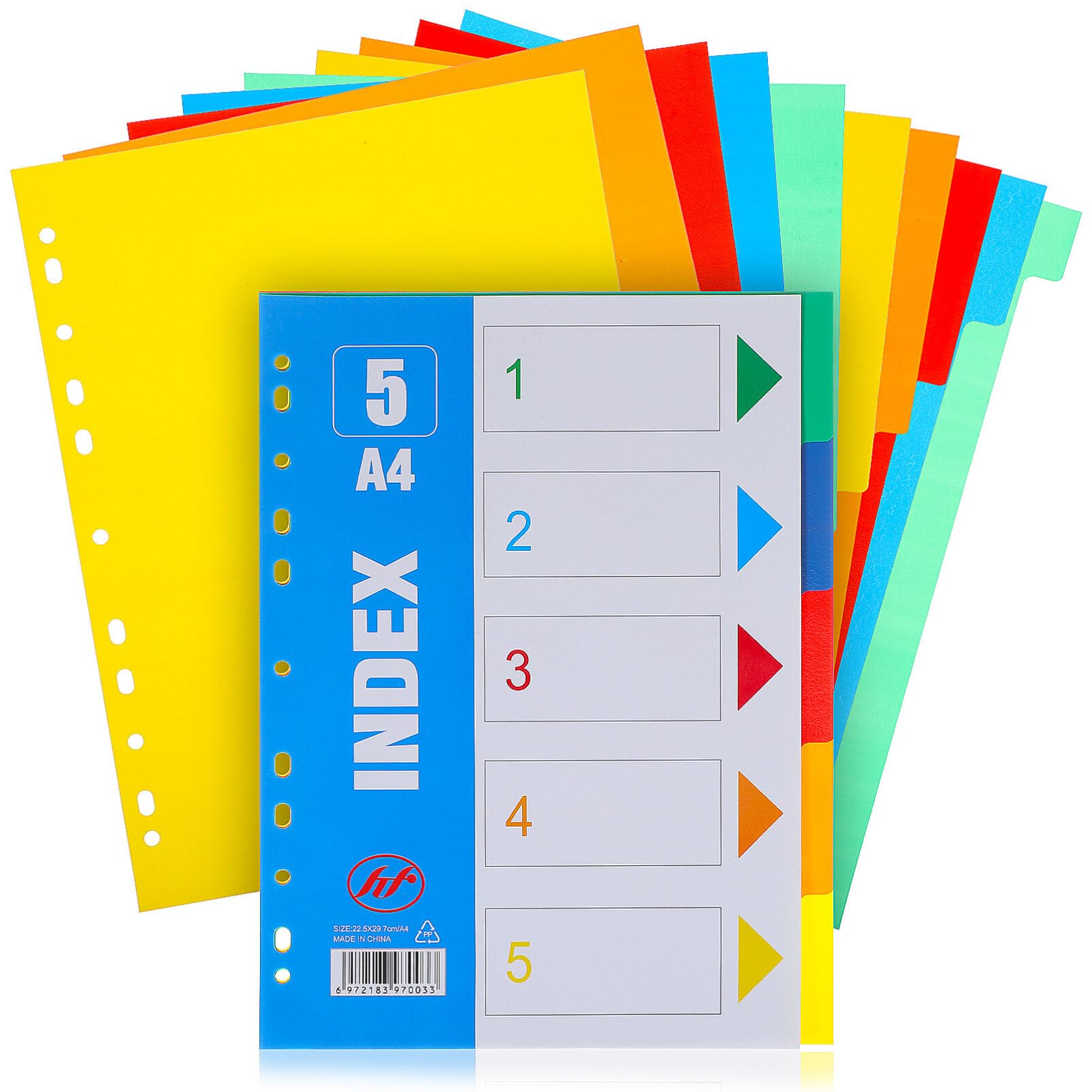 Tofficu 15pcs Plastic Binder Dividers with Tabs, Tab Plastic Dividers, Assorted Colors, Extra Durable for School, College, Kids and Adults - 15 Sheets(11.71X8.65Inch)