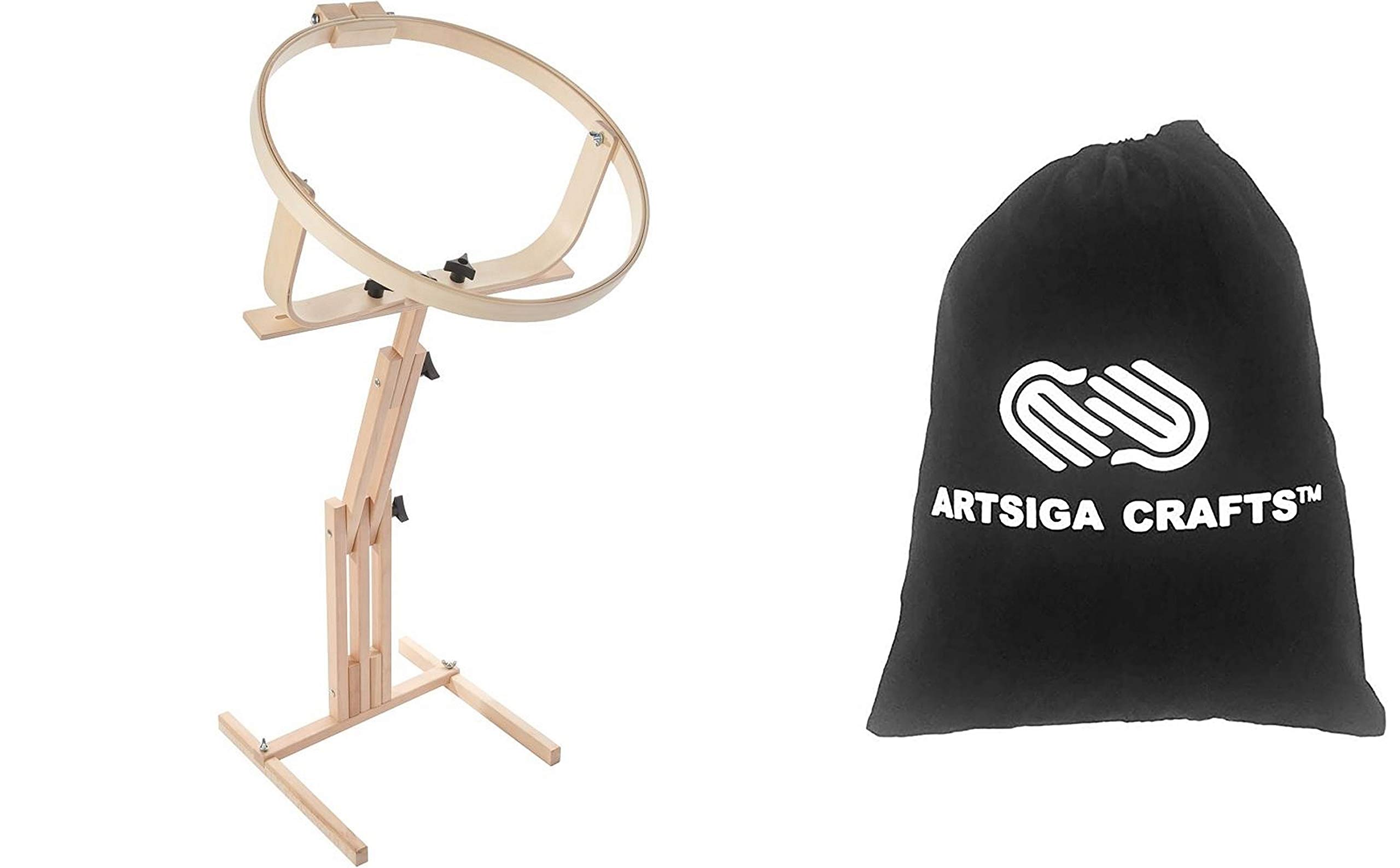 Frank A. Edmunds Quilter's Wonder Hoop & Floor Stand Bundle with Artsiga Crafts Small Project Bag