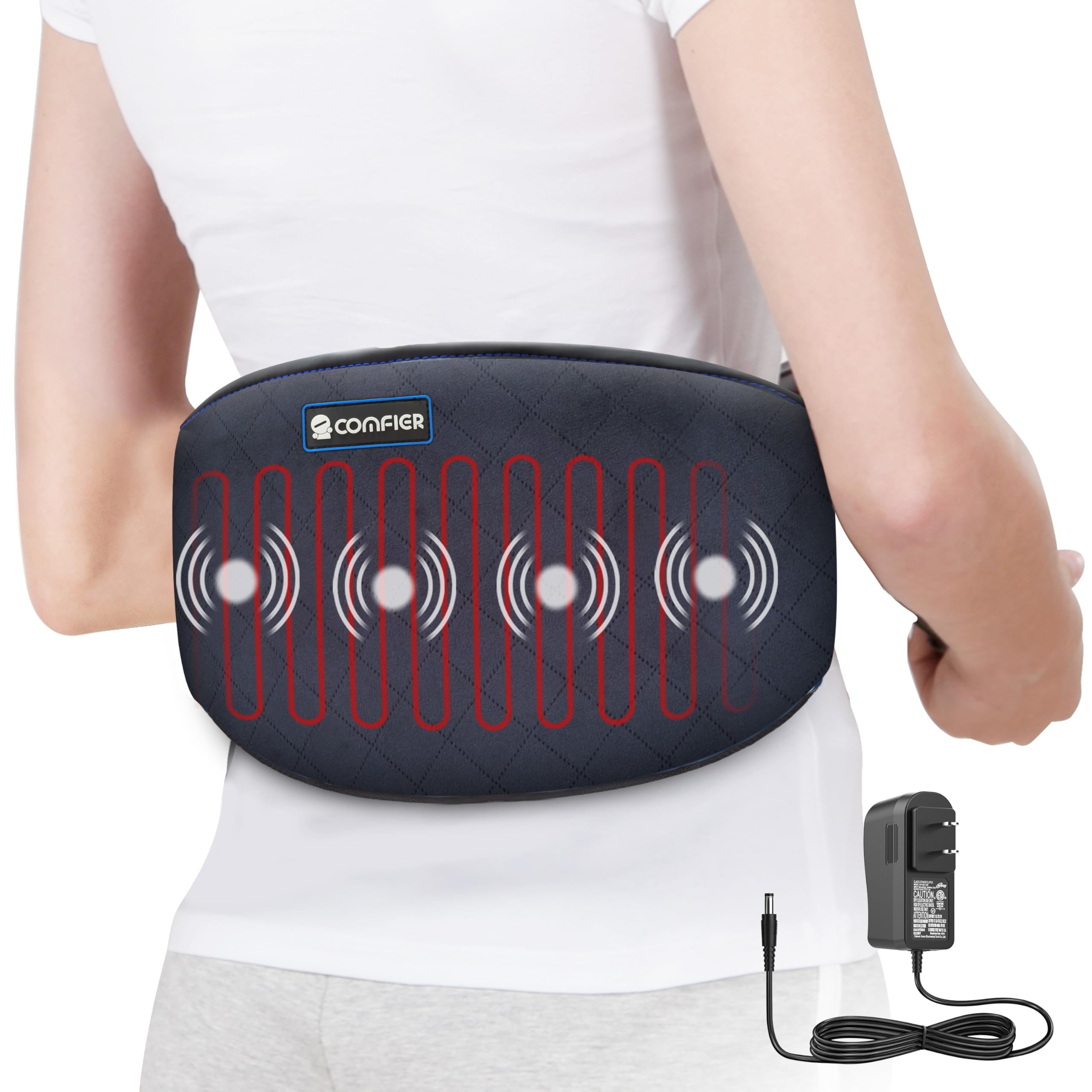 COMFIER Heating Pad for Back Pain, Vibration Lower Back Massager with Heat, Fast Heat Pad with Auto Shut Off Heated Waist Belt, Christmas Gifts for Women Men Mom Dad, FSA/HSA Eligible