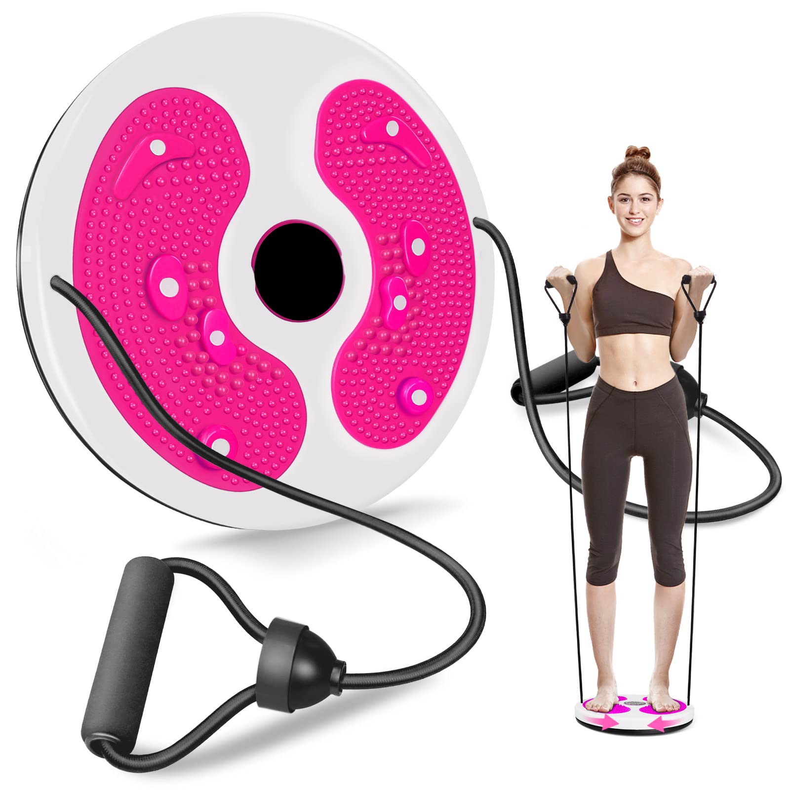 MAIKEHIGHWaist Twist Disc, Waist Slimming Balance Rotating Disc Multi-functional Twist Board Exercise with Massage Foot Sole- Home Aerobic Fitness Gym Equipment