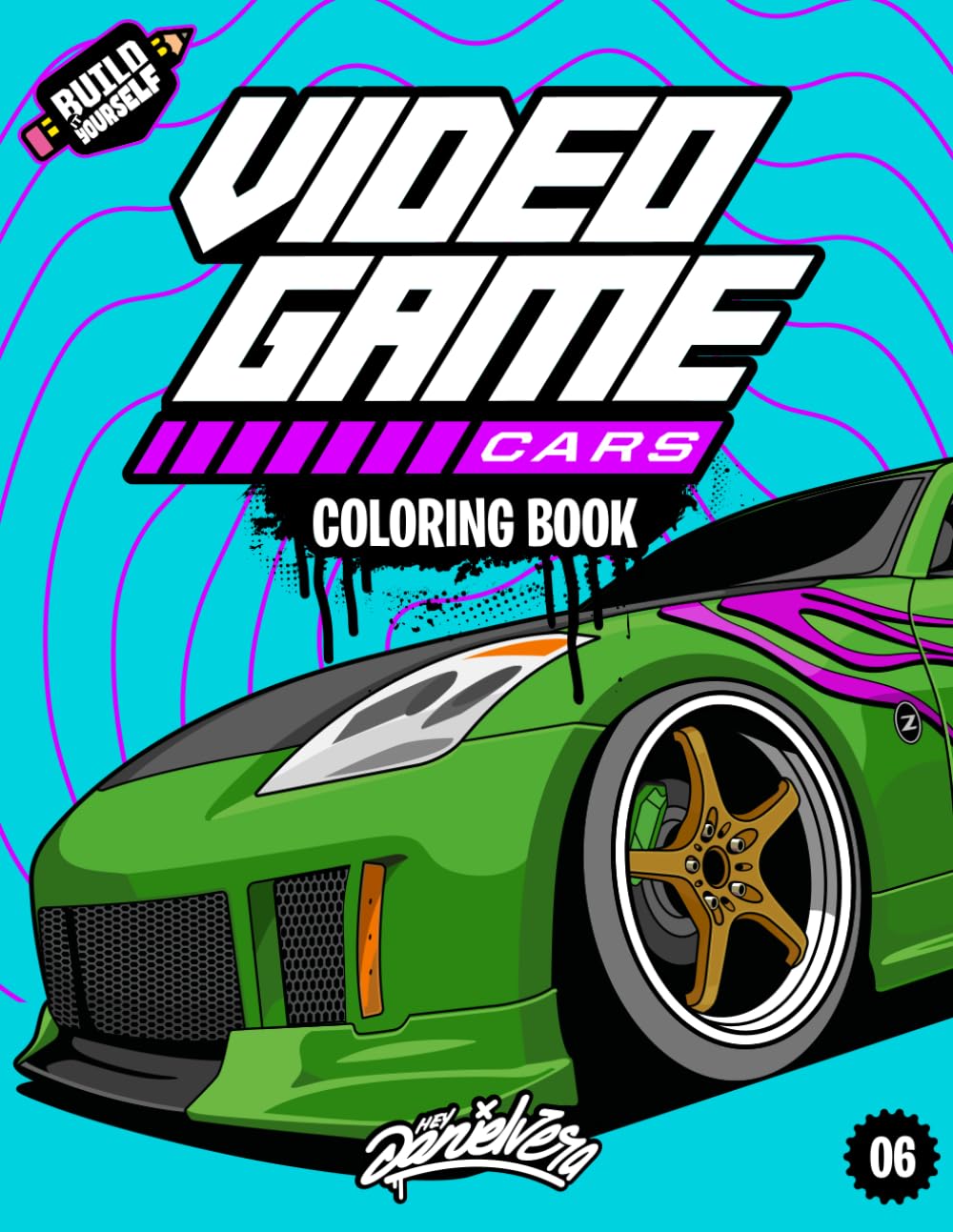 Video Game Cars Coloring Book: Fun automotive adventure with 50 coloring pages for kids & teens Ages 6-18