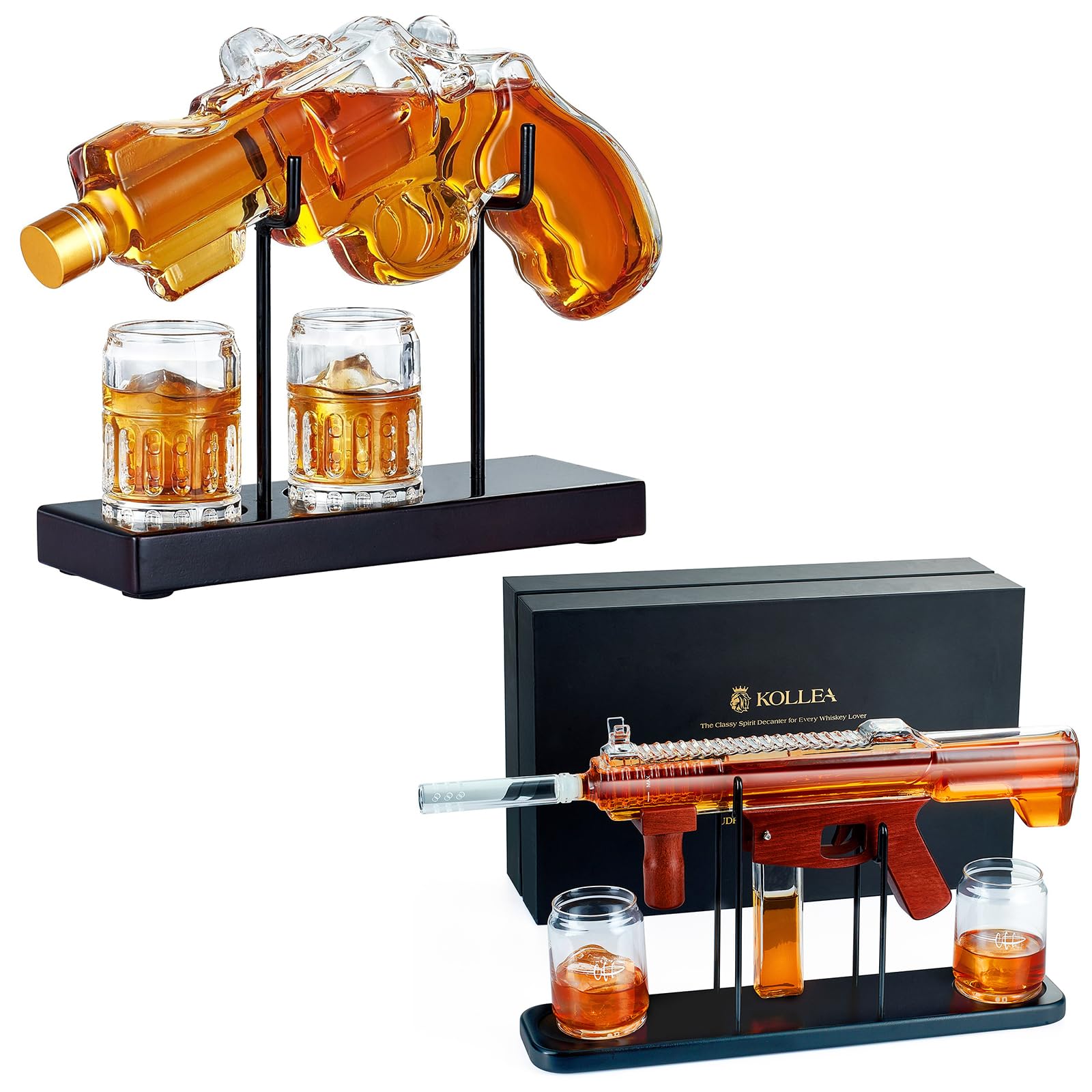 Gifts for Men Dad, Kollea Gun Whiskey Decanter Set for Men, Unique Birthday Gifts for Men Him Husband