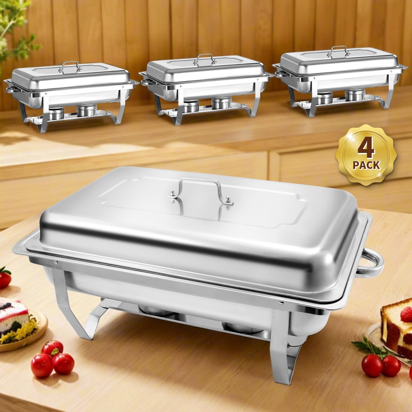 Jacgood Chafing Dishes for Buffet, 9L Roll Edge Designed Chafing Dish Buffet Set Food Warmers for Parties, Birthday, Holiday Parties, Church Events