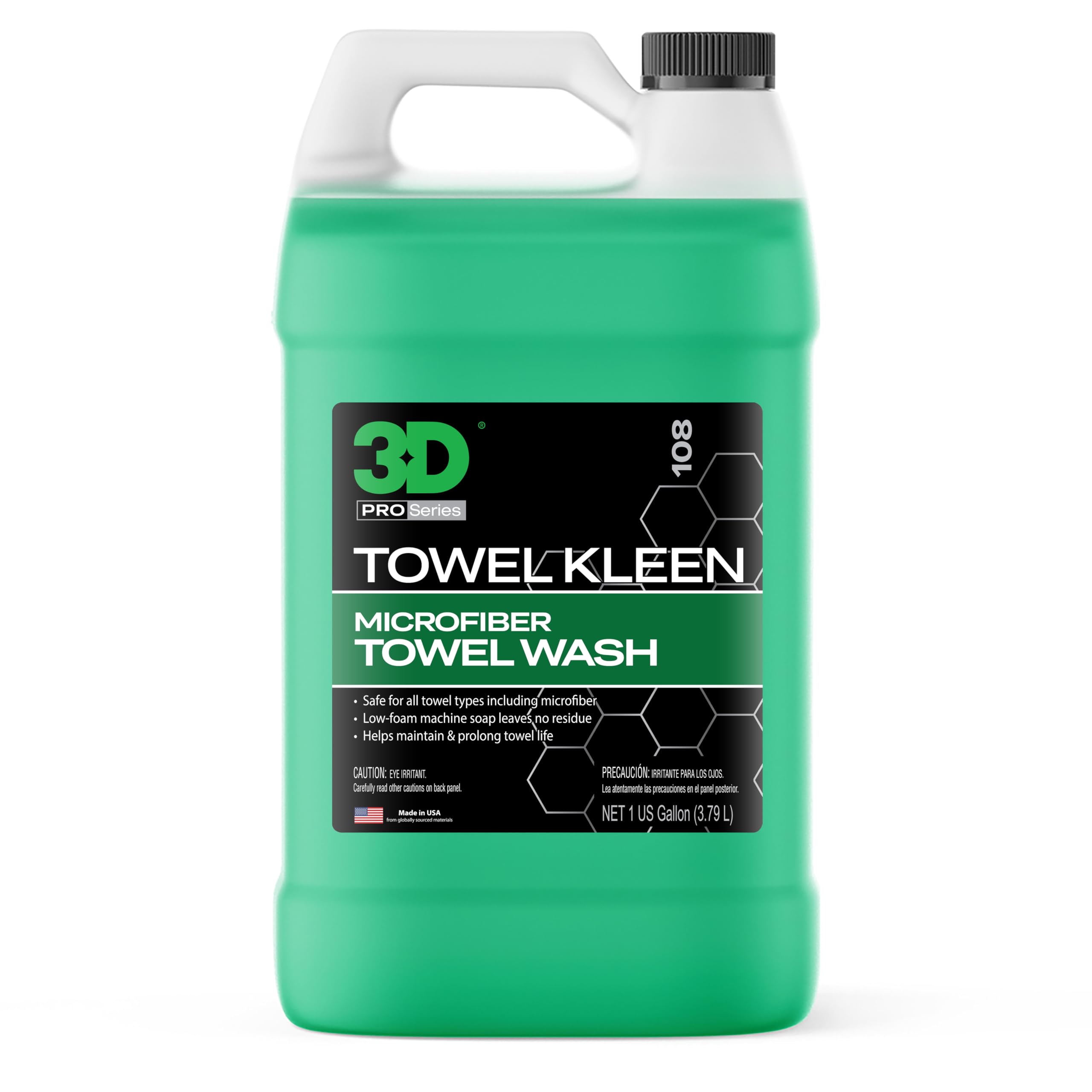 3DTowel Kleen Concentrated Microfiber Towel Detergent - Deep Cleans, Restores & Maintains Car Wash Towel Life - Low Foam, No Residue Premium Laundry Soap 1 Gallon