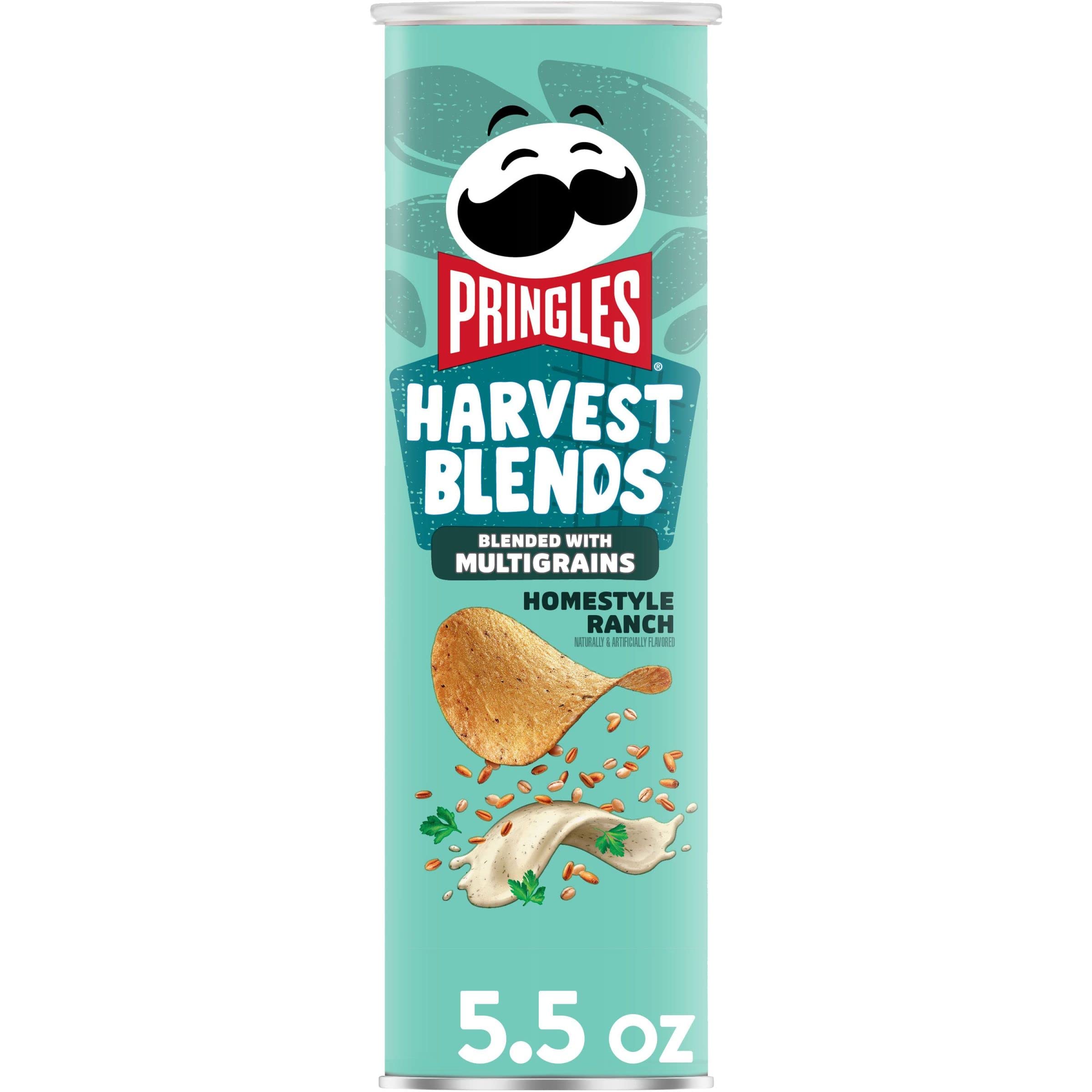 Pringles Harvest Blends Potato Crisps Chips, Lunch Snacks, Blended with Multigrains, Homestyle Ranch, 5.5oz Can