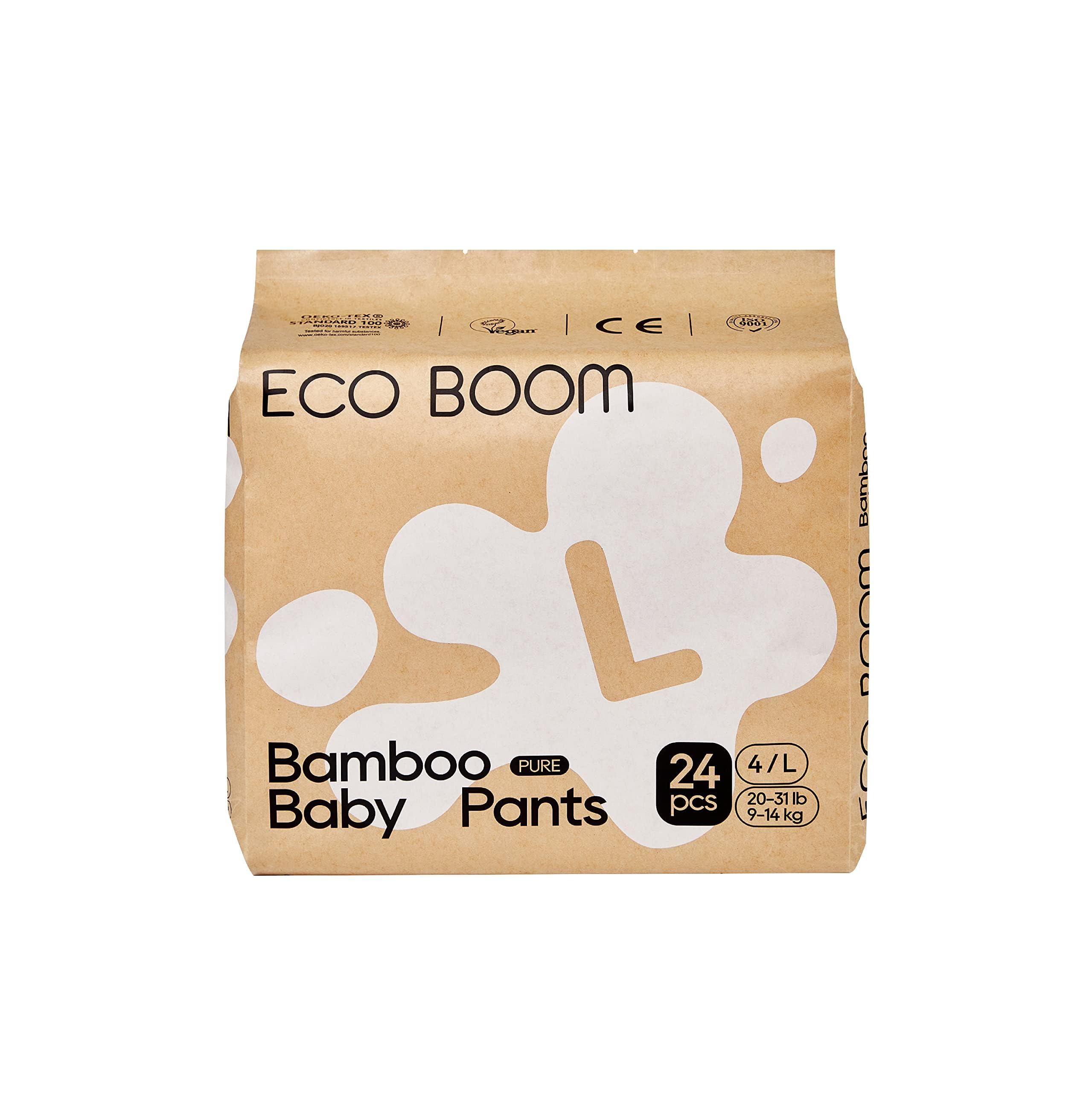 ECO BOOM Training Pants for Toddler Potty, Hypoallergenic for Sensitive Skin, Size 4 Suitable for 20 to 31lb (L - 24 Count)