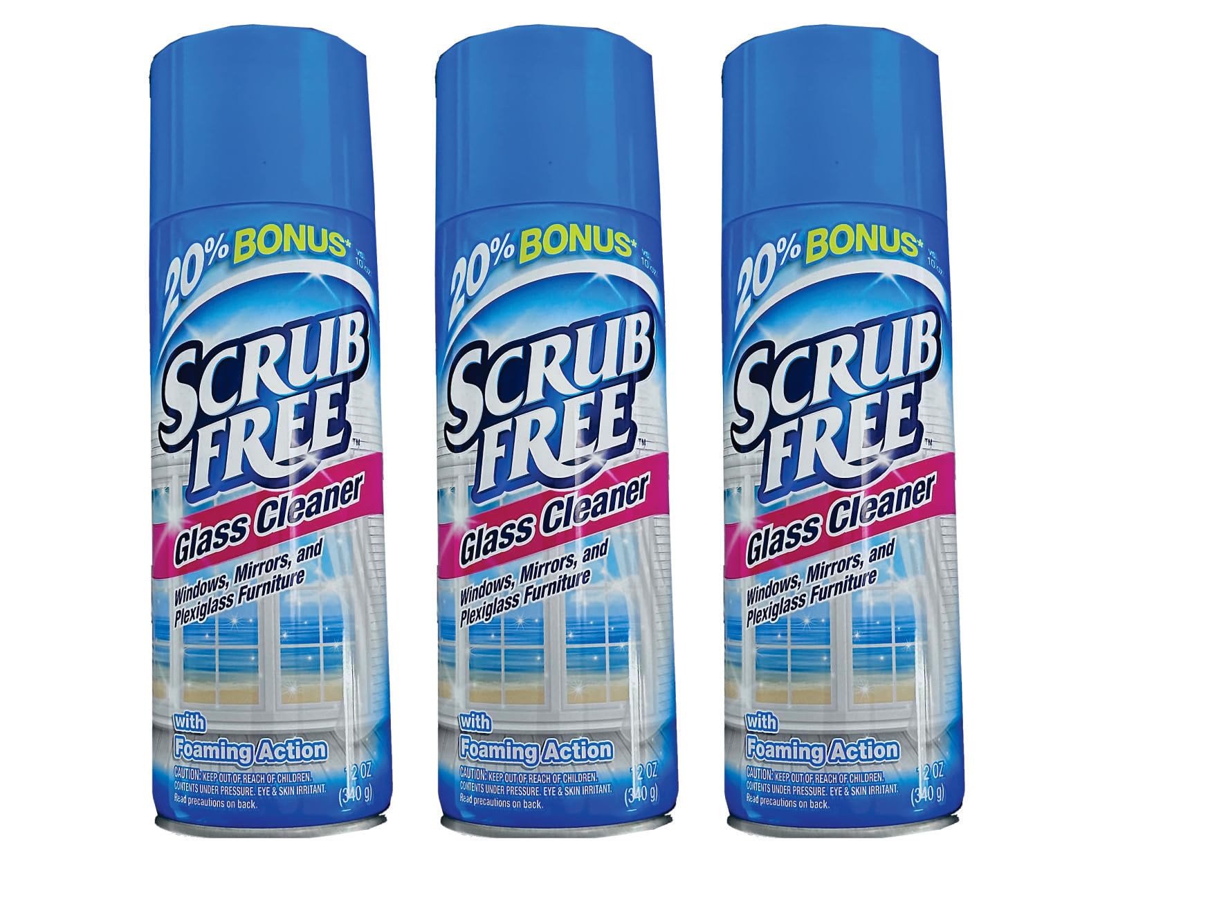 All in One Glass Cleaner Scrub Free - For Windows, Mirrors and Plexiglass Furniture - (3) 12 oz Cans - with Foaming Action The best way to clean glasses. Take yours!