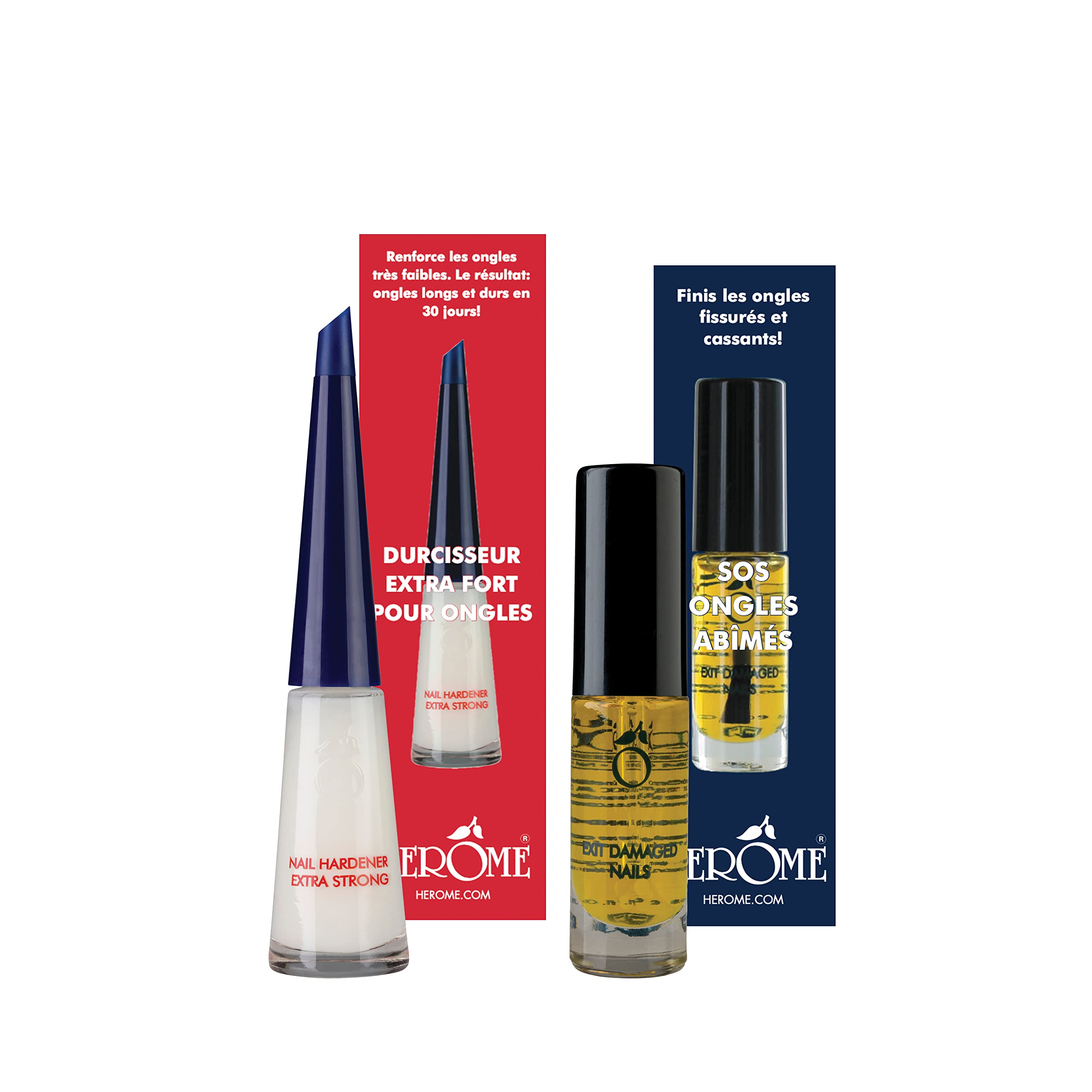 Herome Combi-Pack Exit Damaged Nails & Nail Hardener Extra Strong - Guarantees Strong Nails, First Results In 8 Days - 7ml.+10ml.