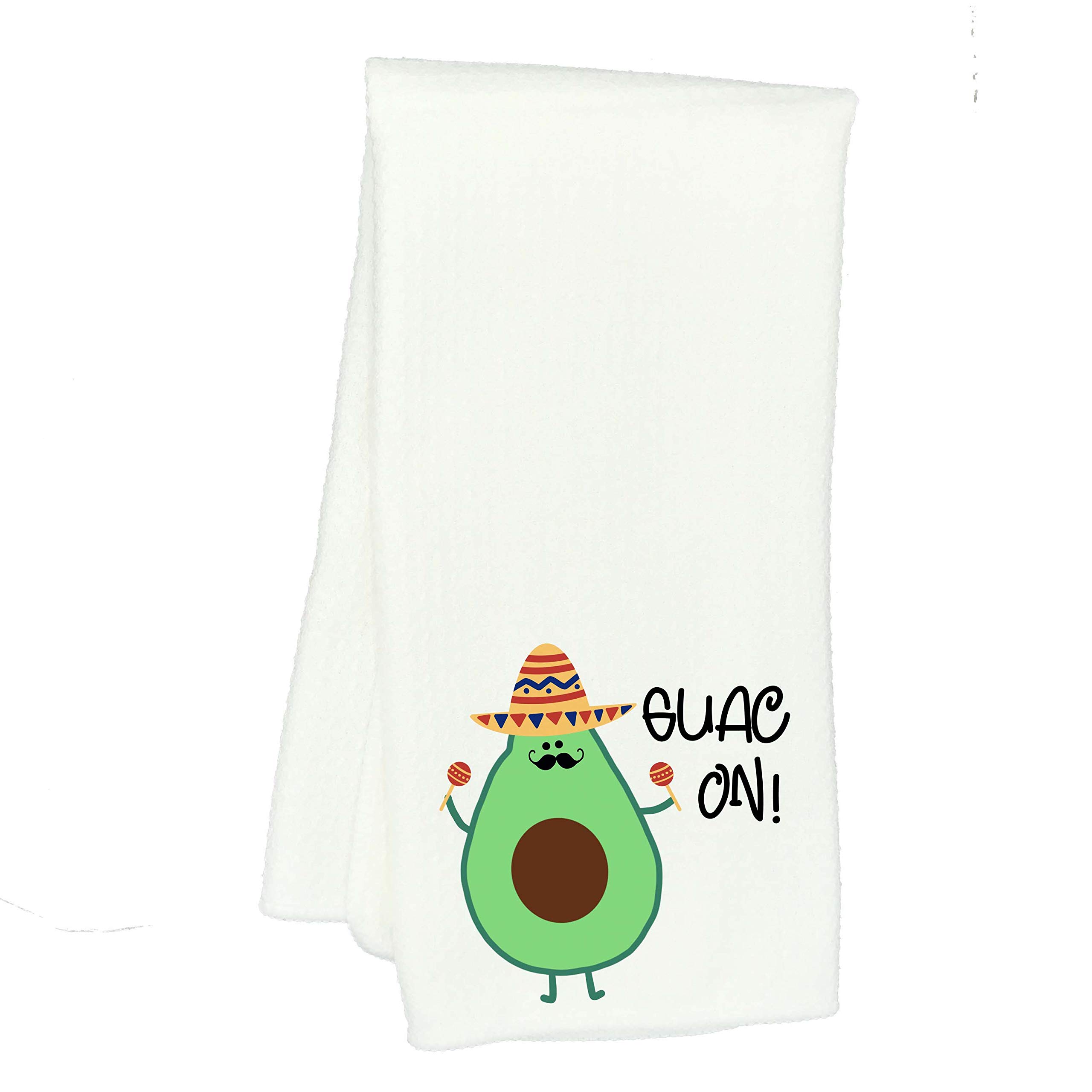 Guac On Avocado Cinco De Mayo Mexican Waffle Weave Kitchen Towel Drying Cloth 16inch X 24inch White