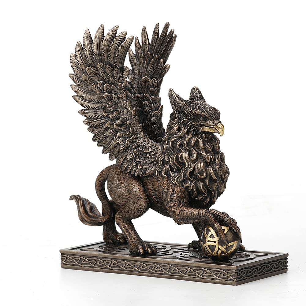 Veronese Design 7 1/2" Tall Celtic Griffin Claw On Sphere Resin Sculpture Hand Painted Bronze Figurine