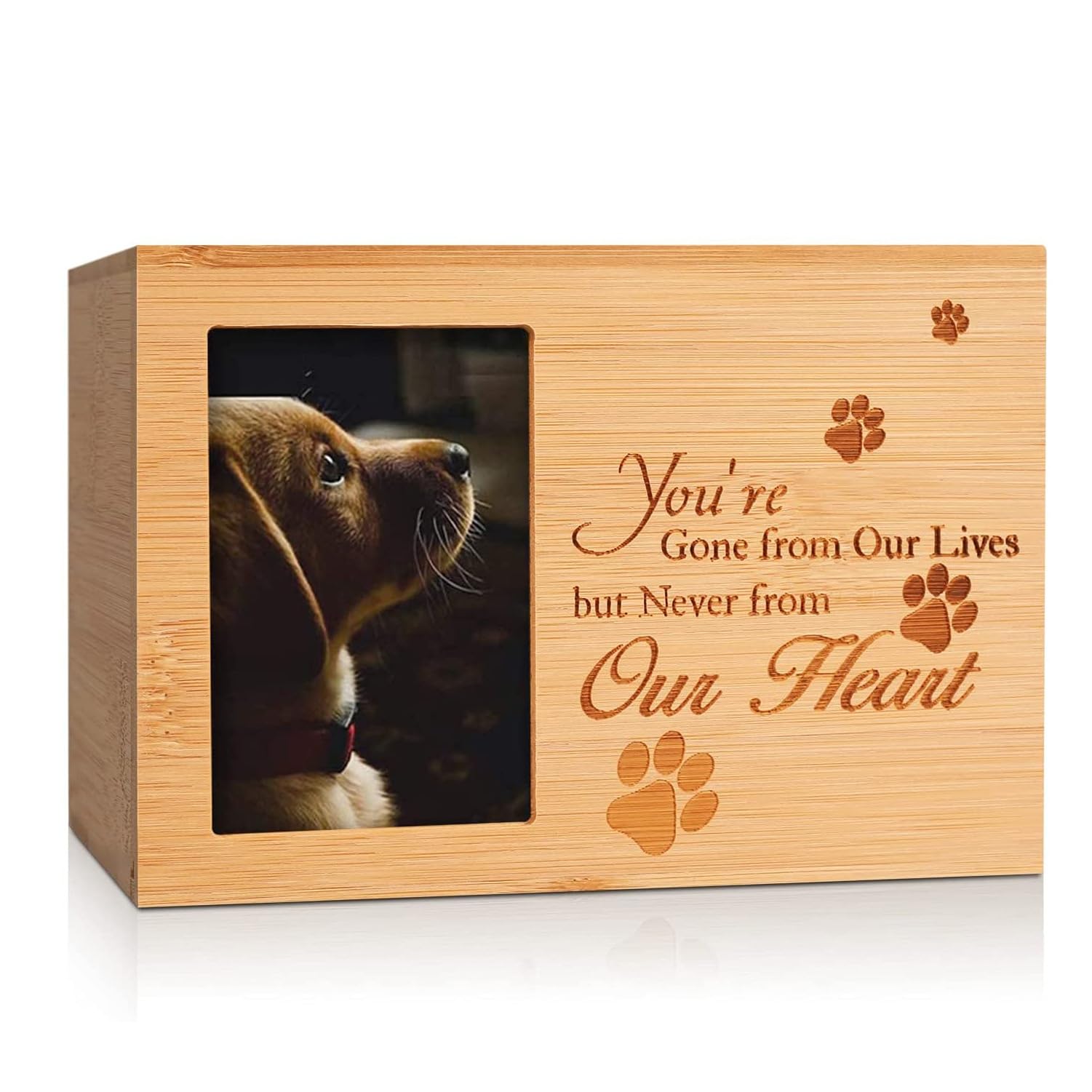 Namvo Pet Urns, Dog Ash Box, Wooden Coffin Memorial Souvenir Gift Photo Box Ash Holder for Pets with Photo Frame