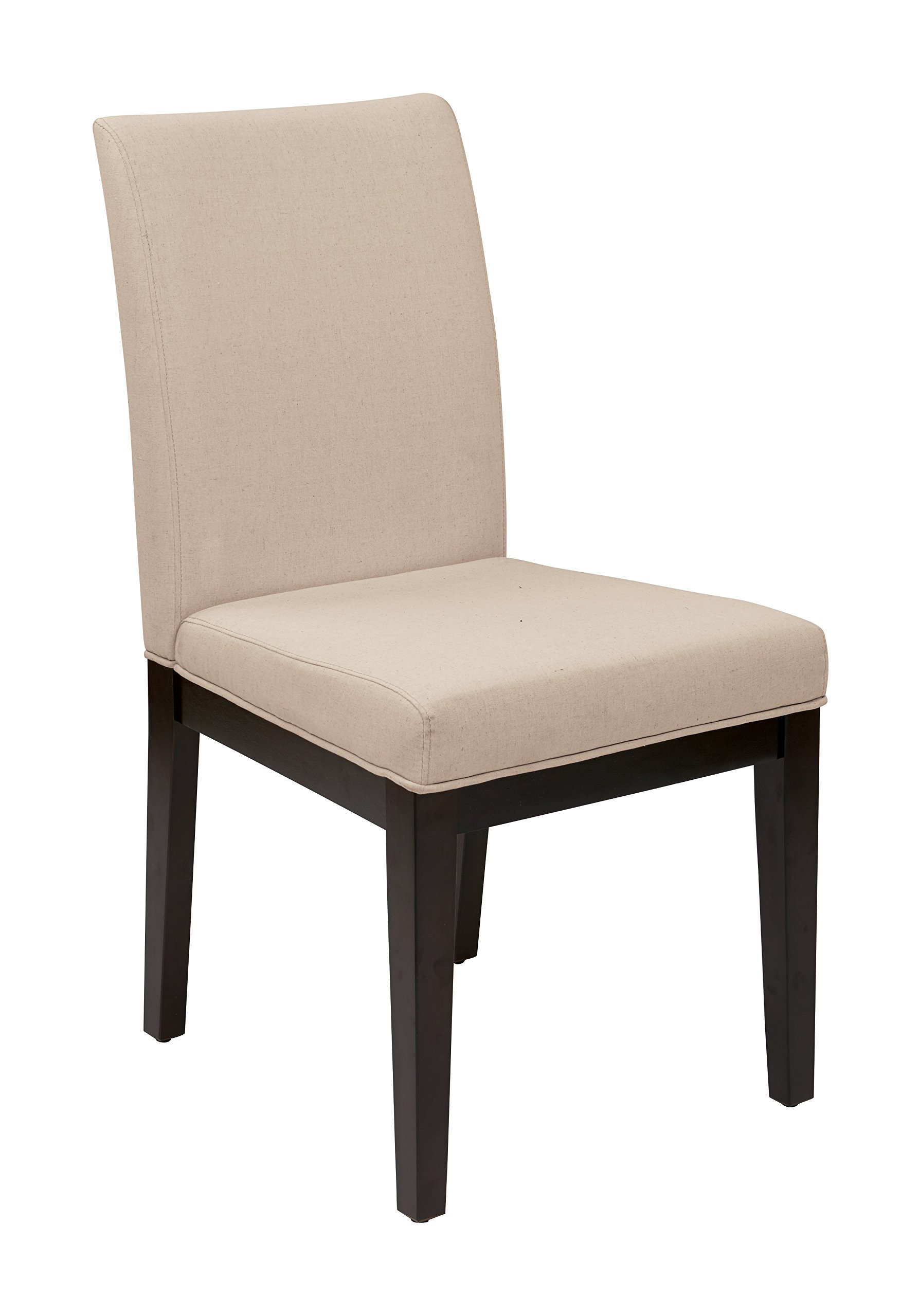 OSP Home Furnishings Dakota Upholstered Parsons Chair with Espresso Finish Wood Legs, Linen