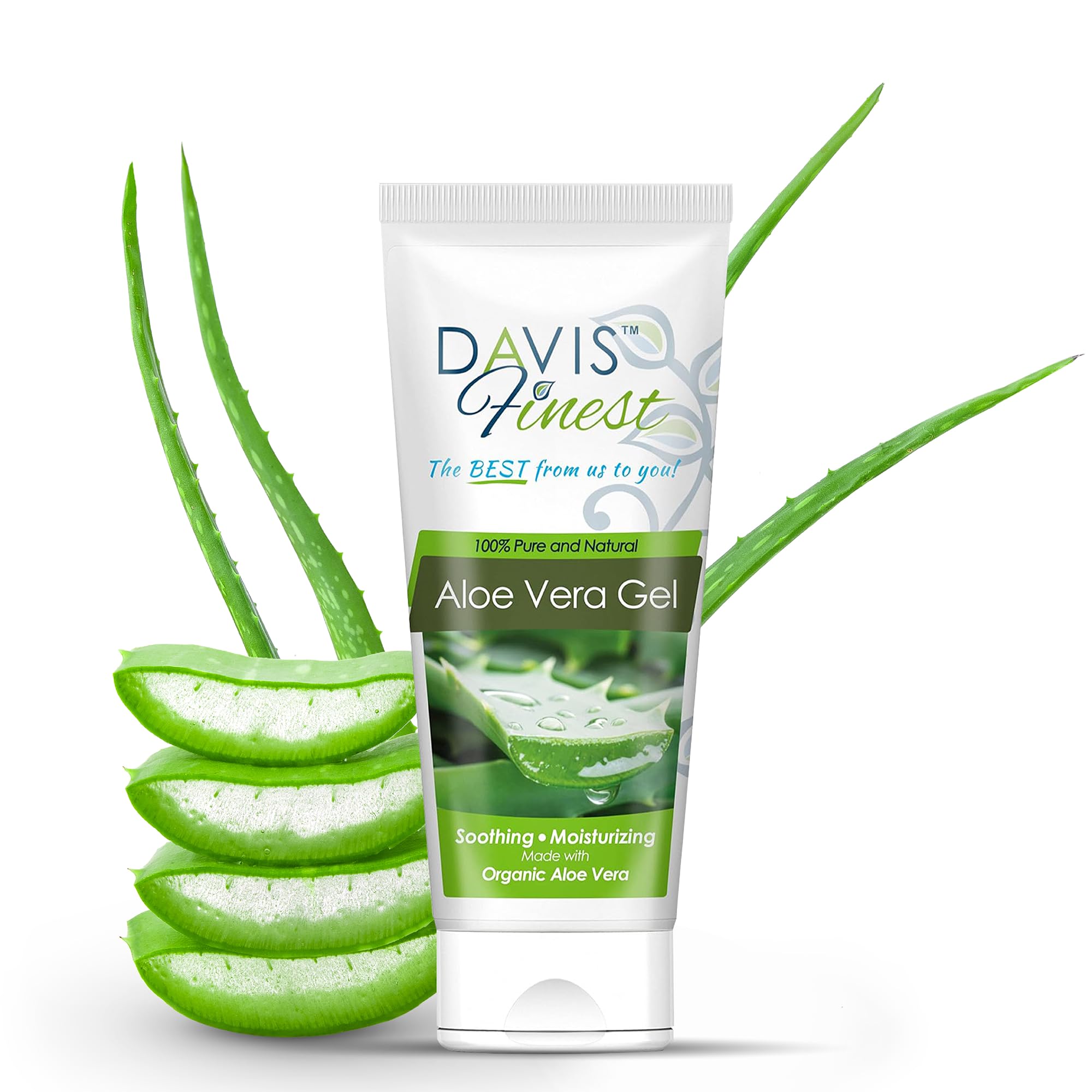 Davis Finest Orangic Pure Aloe Vera Gel for Face, Hair, Body, 200ml, Unscented, Alcohol-free, After Sun Care, Aftershave Lotion, Cooling, Soothing, Moisturizing, Hydrating