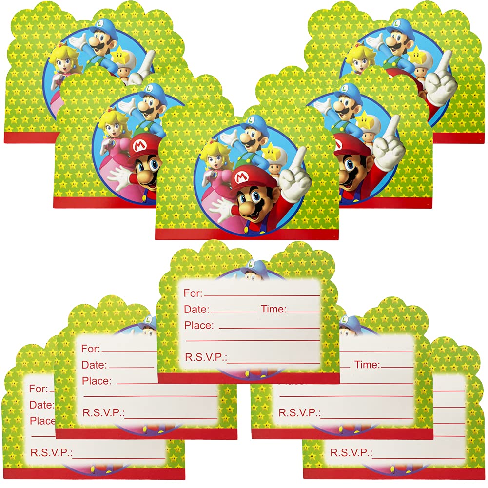 30 Pcs Mario Birthday Invitation Cards,Mario Birthday Party Invitation Cards for Kids Mario Birthday Party Supplies