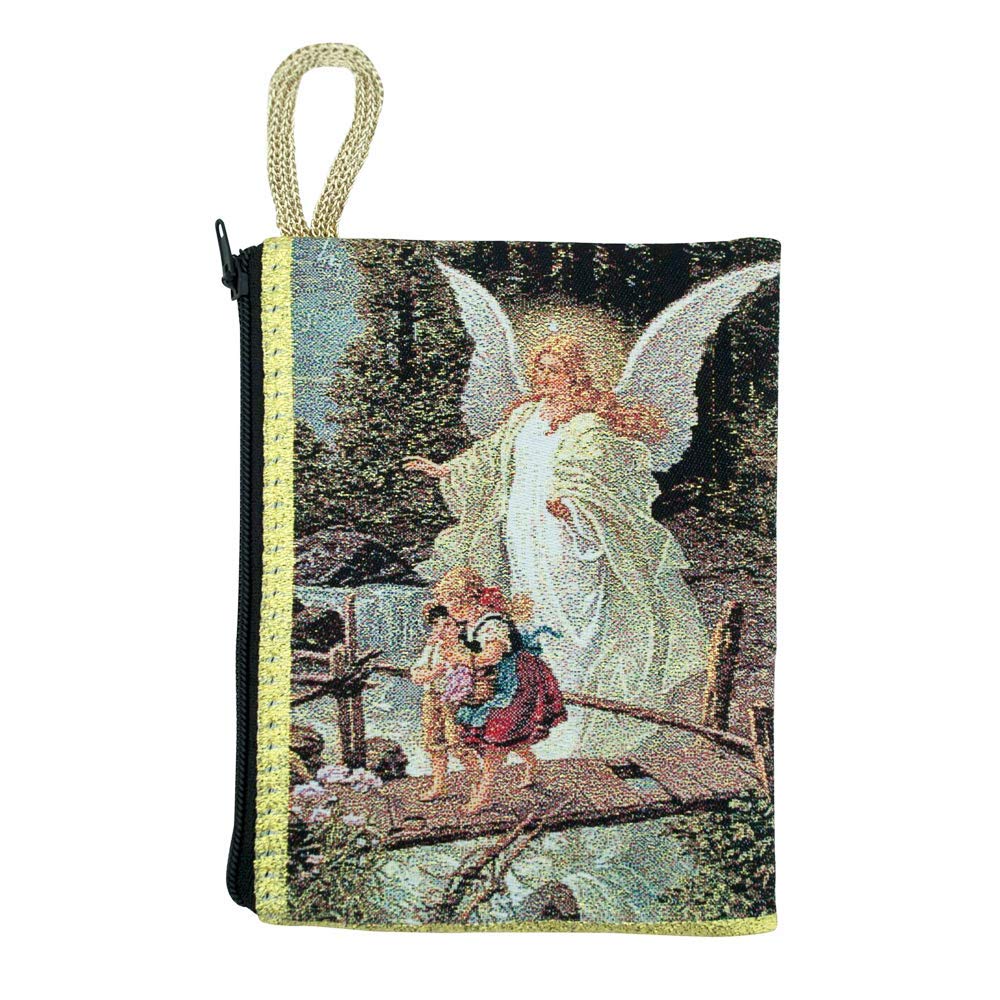 VILLAGE GIFT IMPORTERSVILLAGE GIFT IMPORTERS Guardian Angel | Large Tapestry Rosary Pouch | Holy Figures and Saints