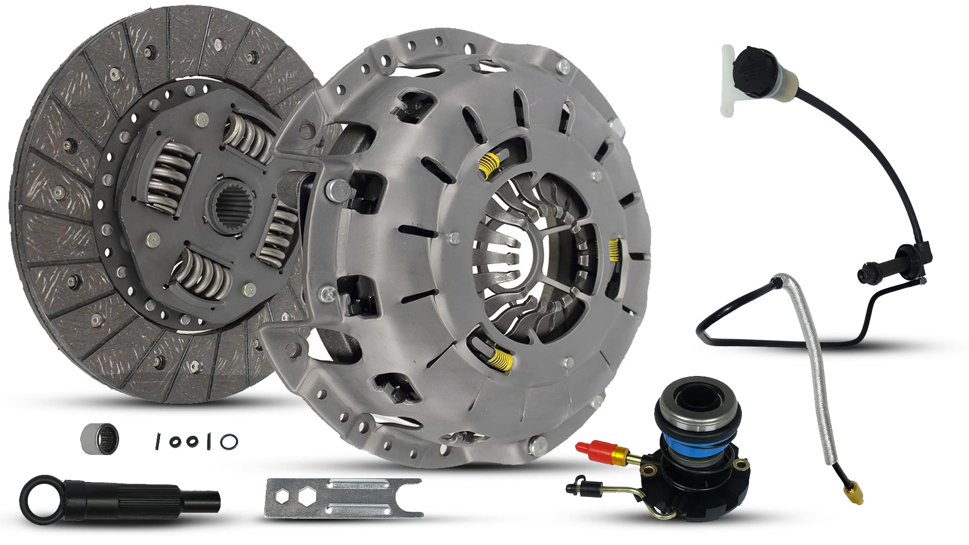 Clutch And Slave Kit With Pre-BClutch Master Cylinder and Line Assembly Compatible With Ranger B2300 B2500 B3000 1995-2011 2.3L L4 2.5L L4 3.0L V6 (Self Adjusting Plate; 07-116S)