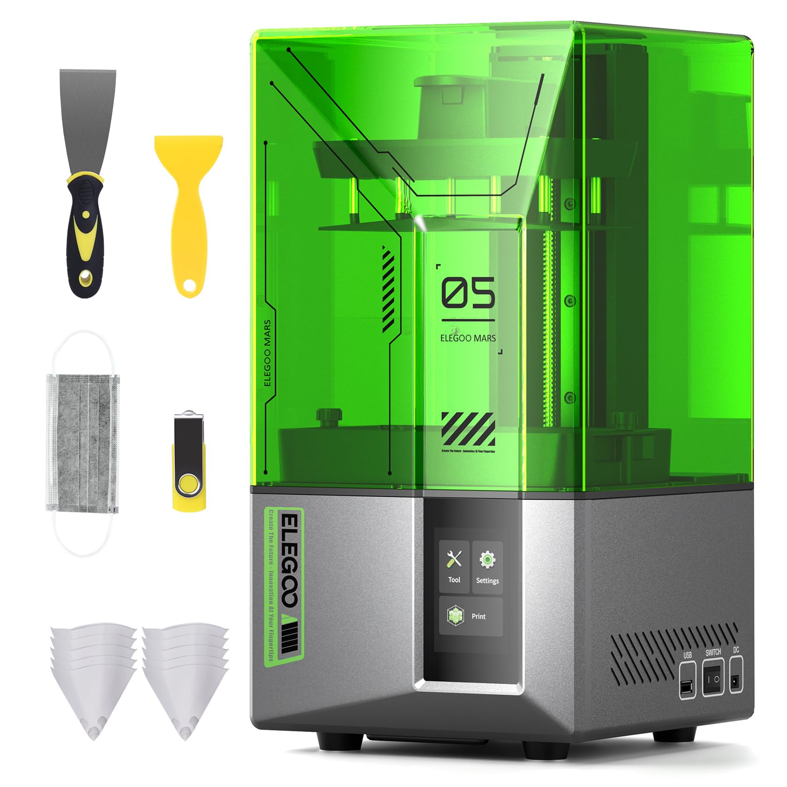 ELEGOO Mars 5 Resin 3D Printer, 4K LCD MSLA UV 3D Printer Automatic Leveling for Beginning, Desktop 3D Printer with Printing Size of 230 x 230 x 433.5 mm³