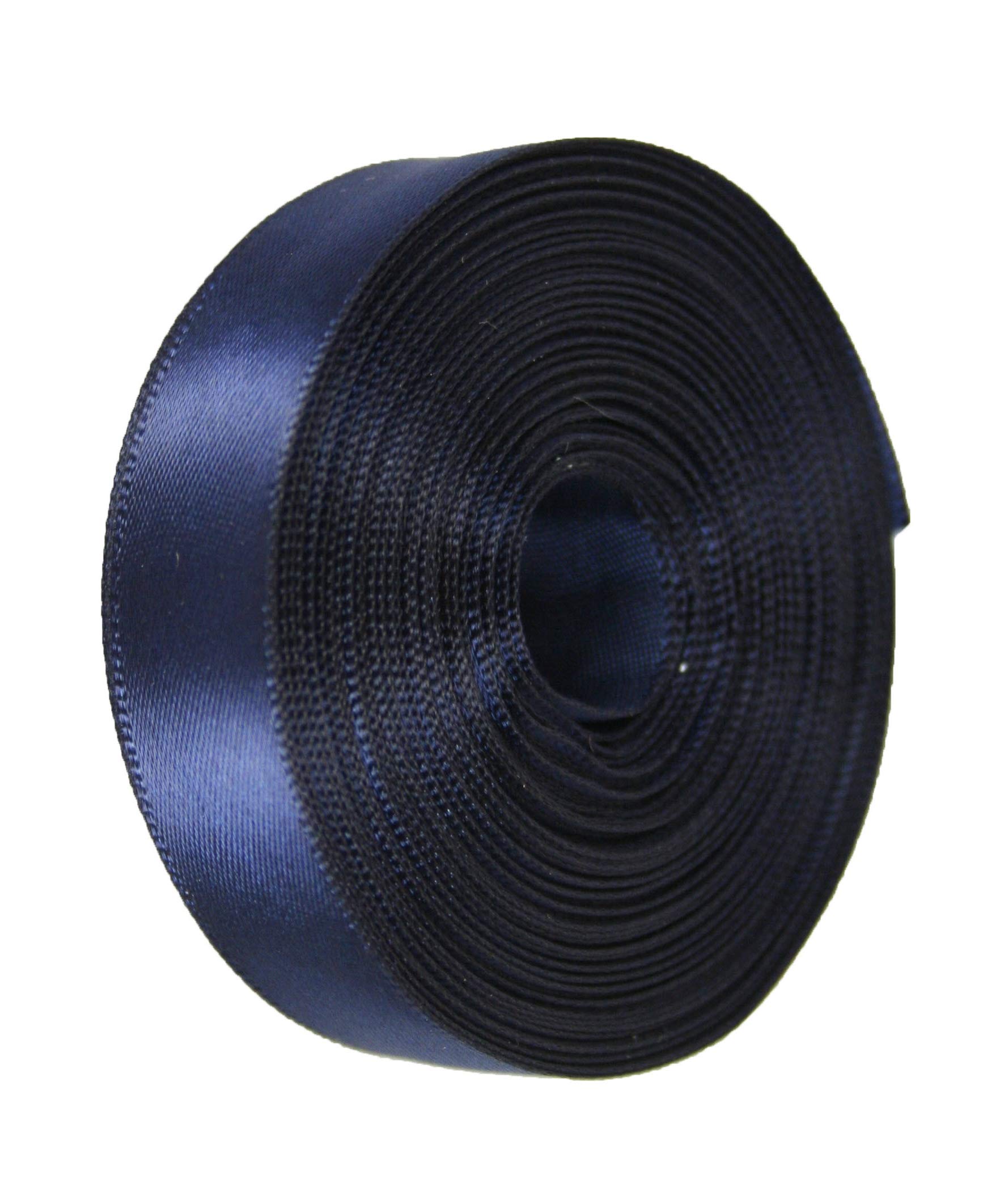 Navy Blue Rolled up 7/8" Single FACE Satin Ribbon 100% Polyester Choose Length (7/8" X 10 Yards)