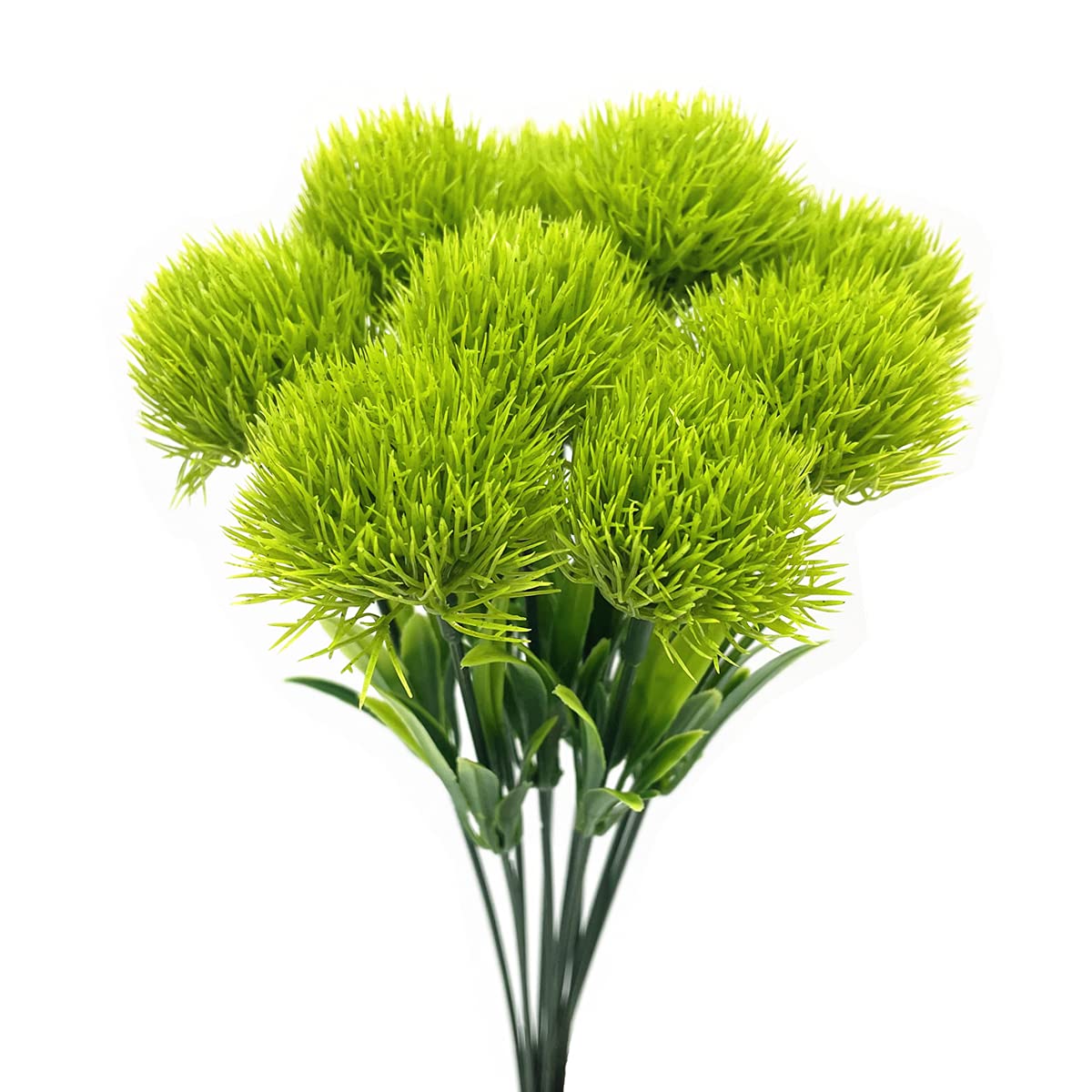 PASYOUFake Dandelion Flowers Decoration, Artificial Plants Plastic Greenery Faux Plant Outdoor Indoor Home Garden Party Room Bedroom Bathroom Office Wedding Table Centerpiece DIY Decor, Green 10 Pack