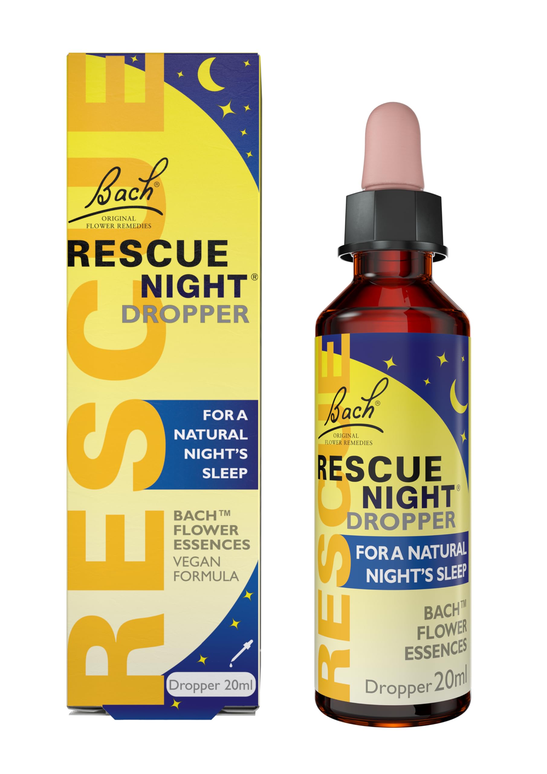 Rescue Night Dropper (20ml), For A Natural Night's Sleep, Natural Flower Essences, Helps Switch Off From Repetitive Thoughts, Disconnect from Distractions, Night Support, Aid a Restful Night